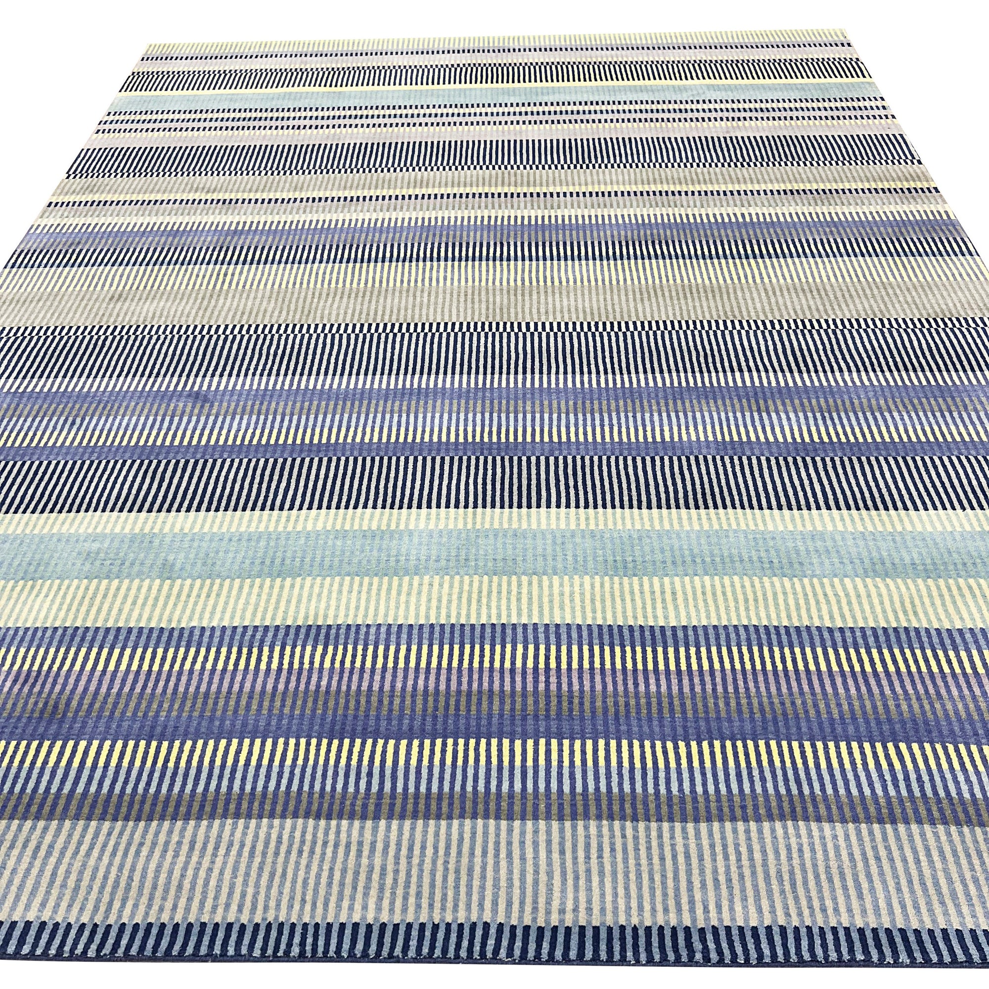 Vibrant Modern Striped Handmade Wool Rug