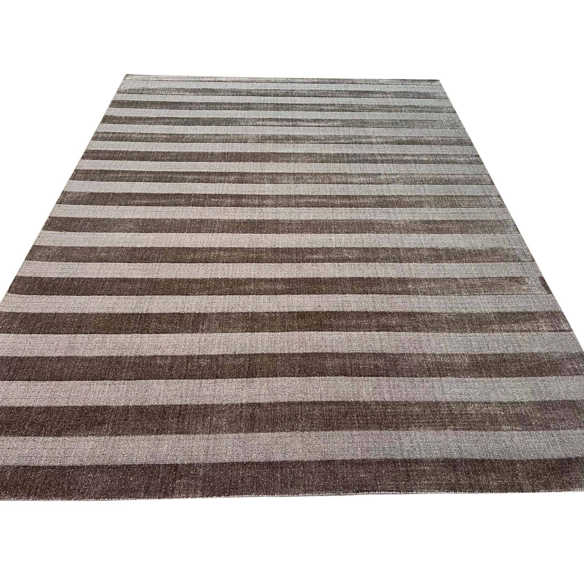 Brown Modern Handmade Wool Loop and Pile Rug