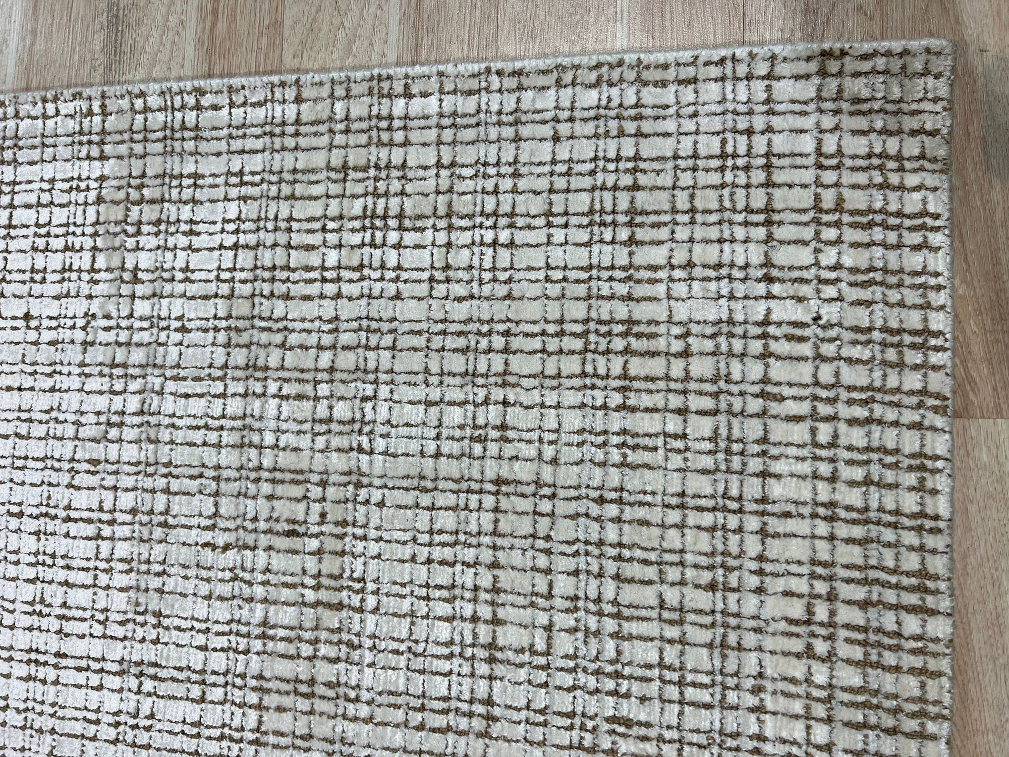 Ivory Grid Handmade Wool Rug