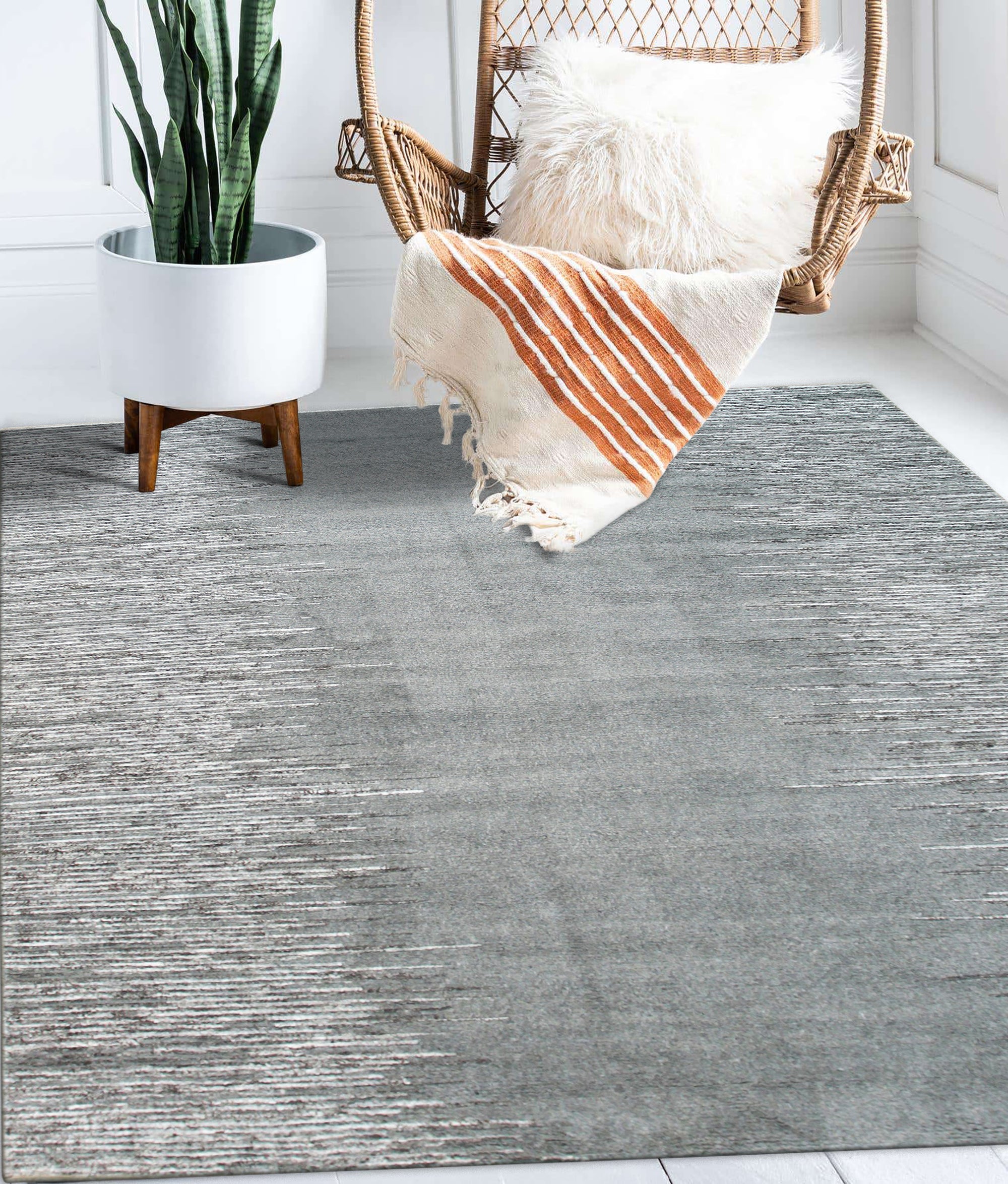 Tessa Maya Gray Hand Knotted Wool Rug