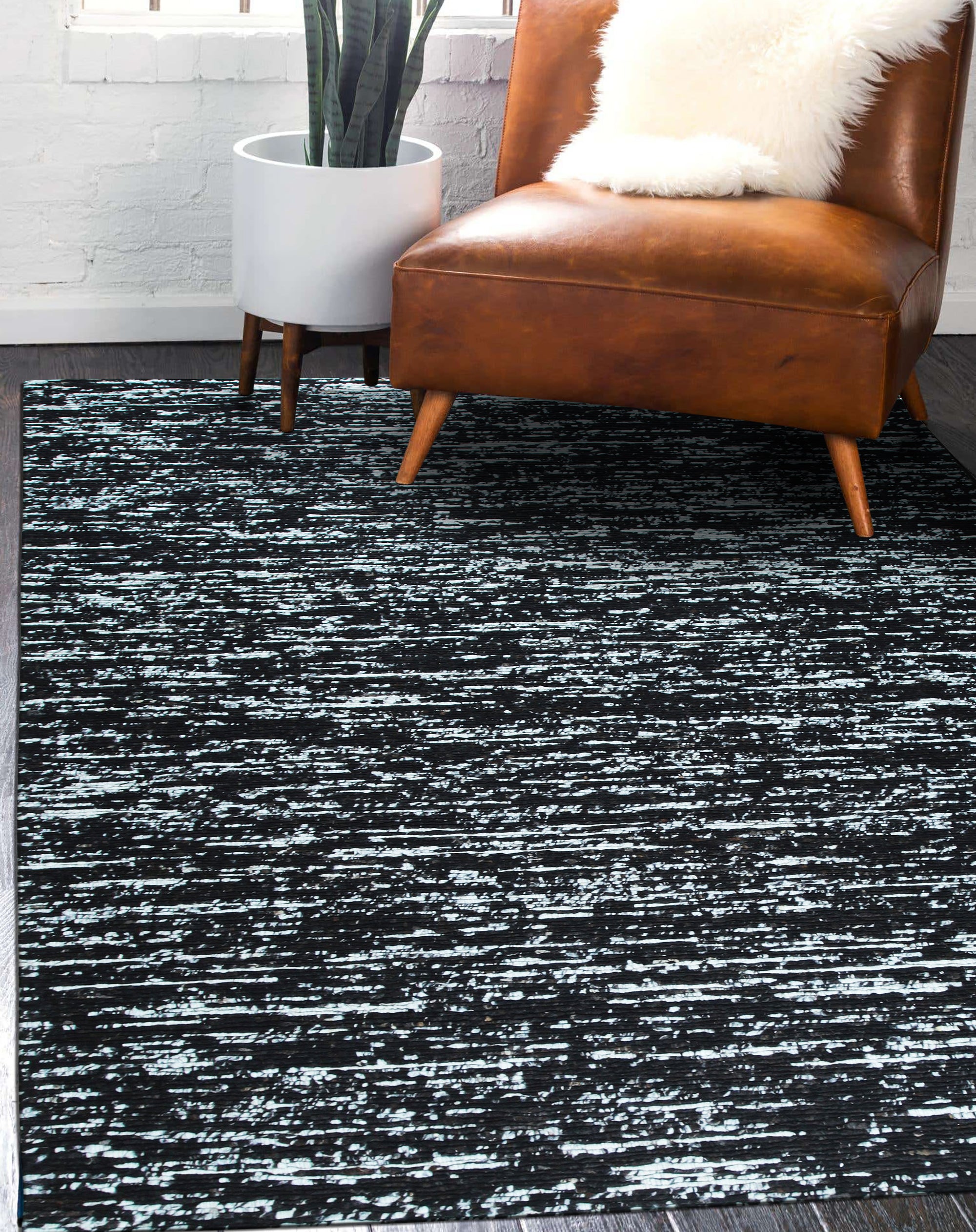 Fiona Rustic Black Flatweave Wool Rug