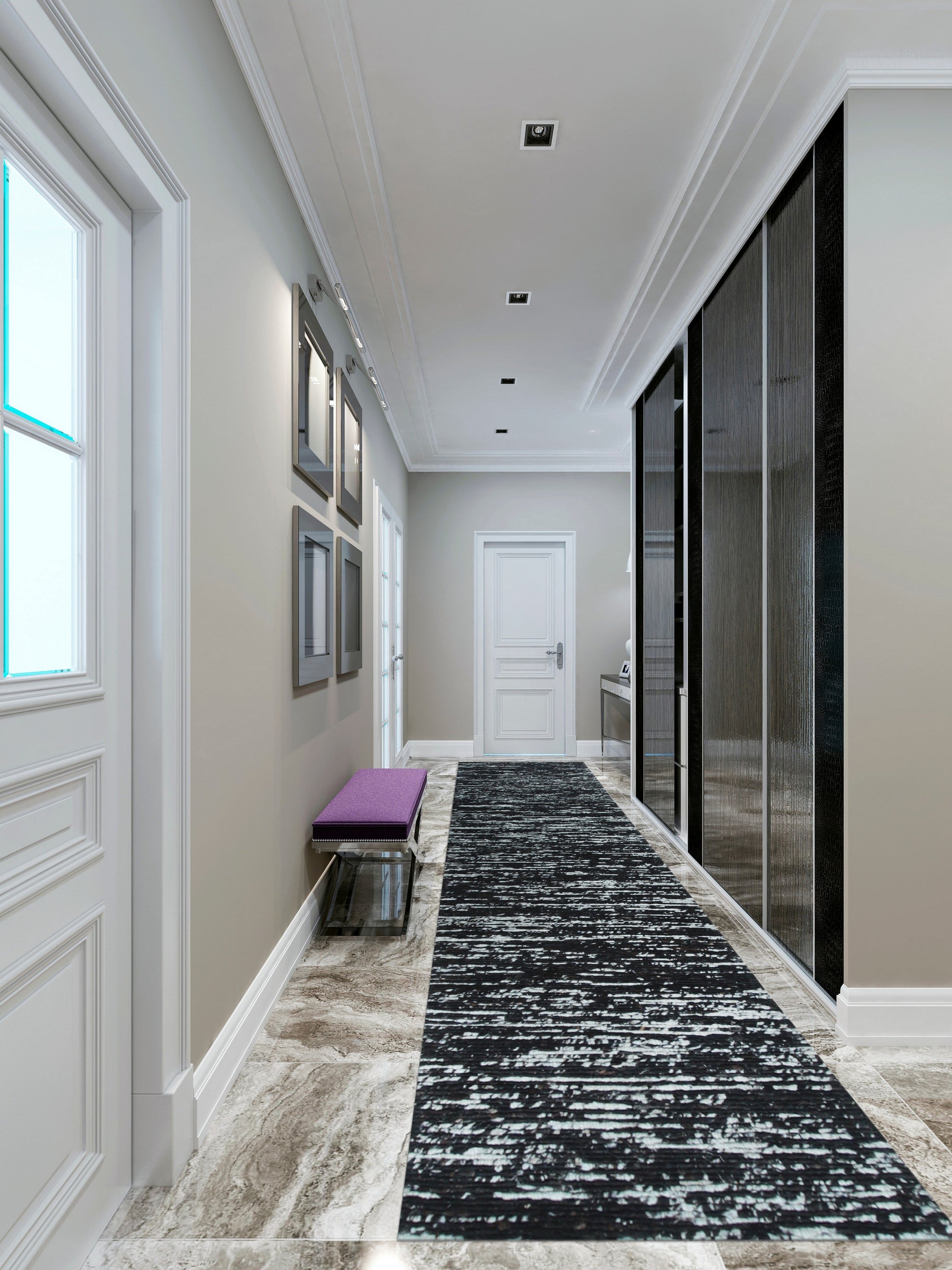 Black Streak Modern Wool Rug