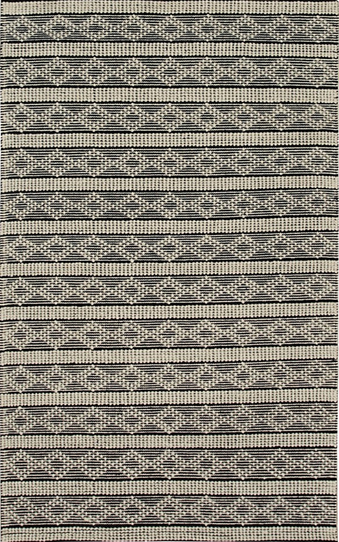 Striped Black and Ivory Kilim Rug