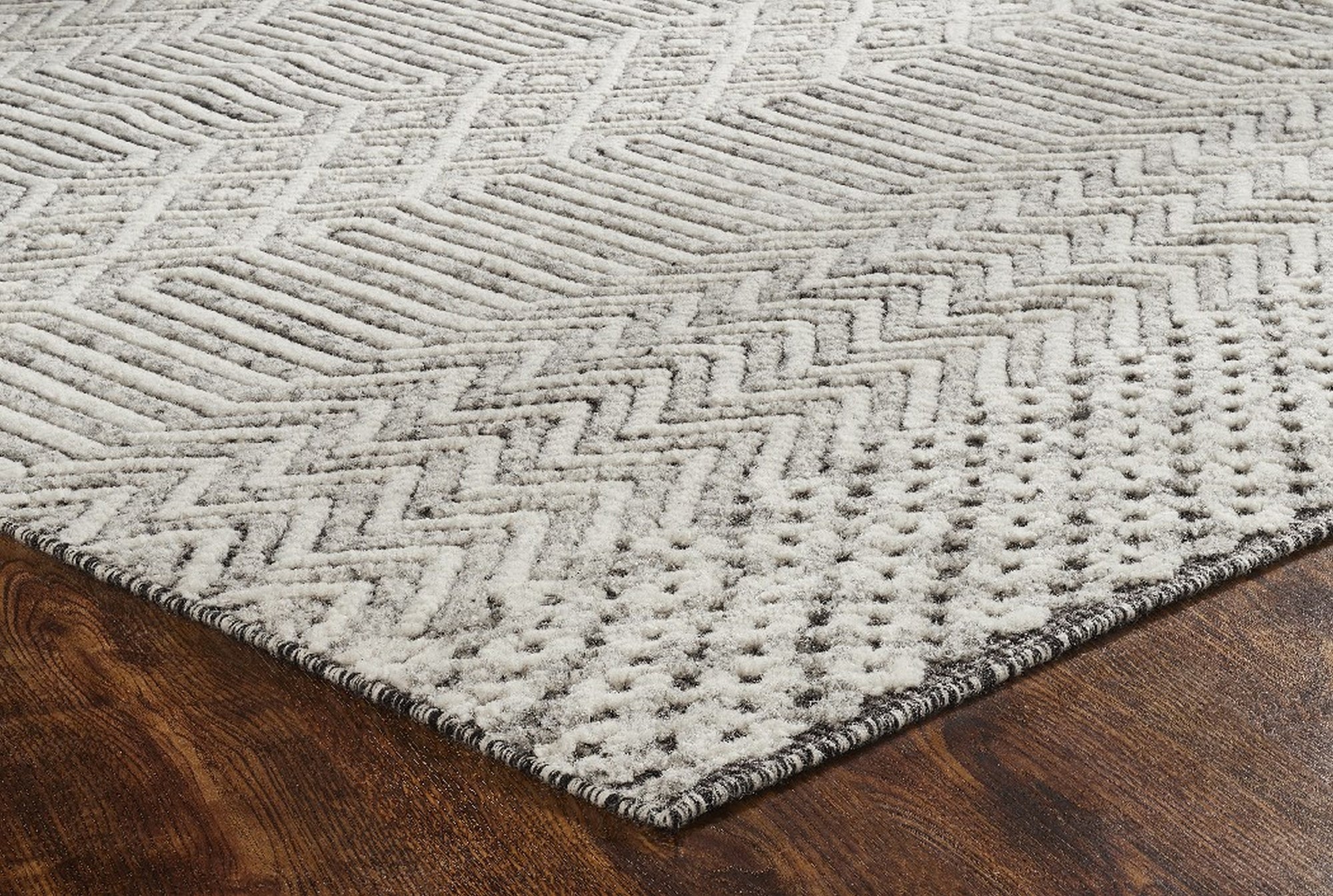 Ivory Geometric Harmony Hand-Knotted Wool Rug