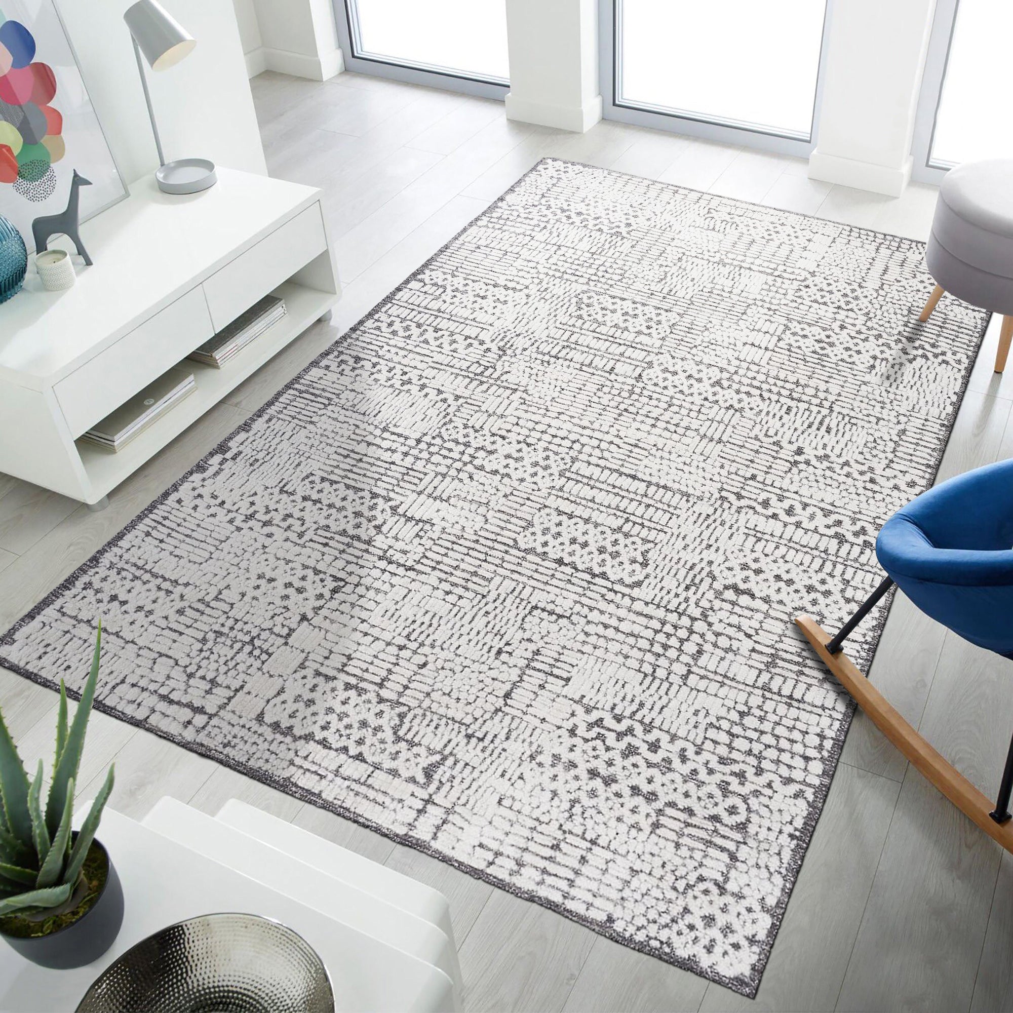 Ivory Heights Hand-Knotted Geometric Wool Rug