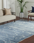 Elegant Marrakech Blue Hand-Knotted Wool Rug - additional view