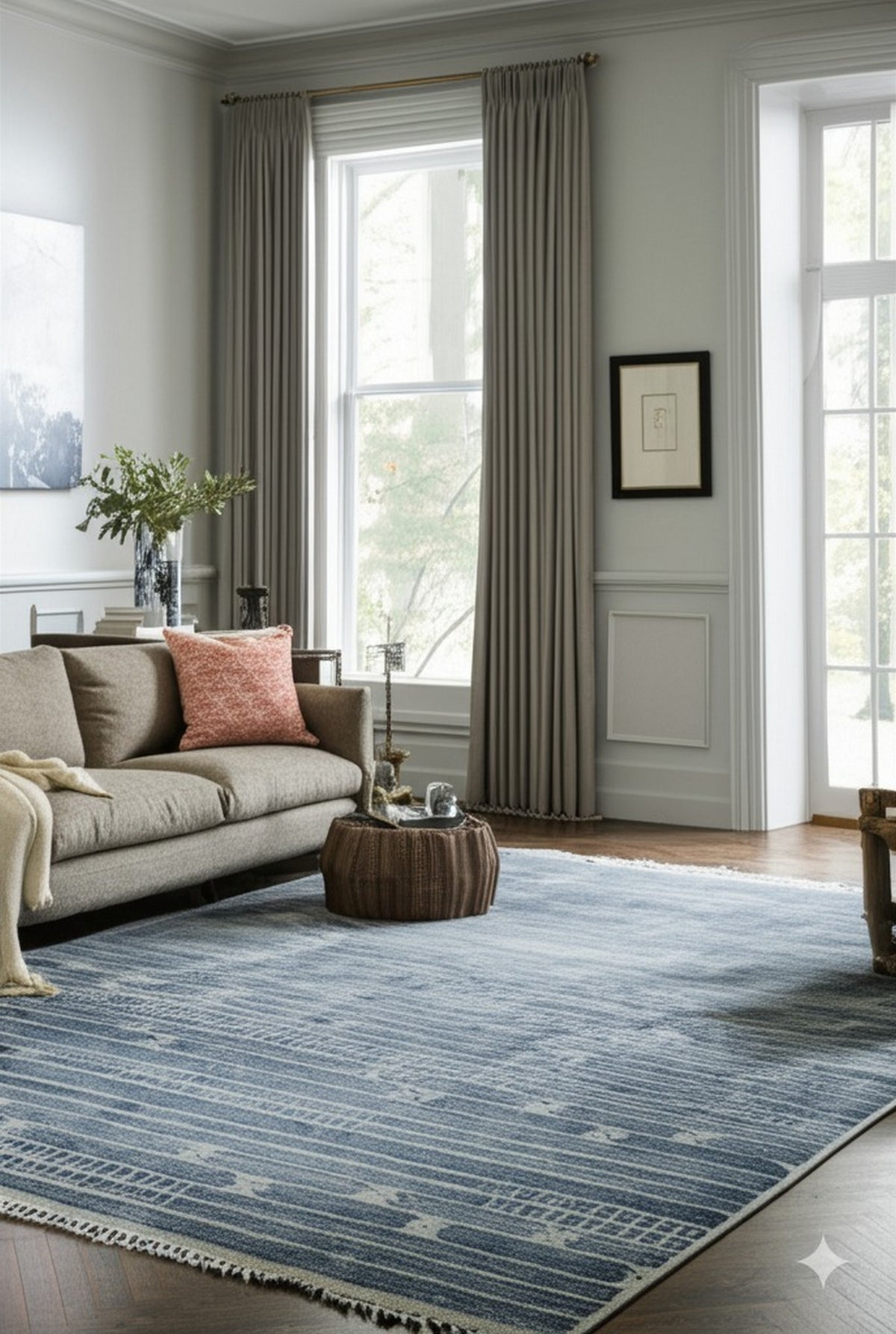 Elegant Marrakech Blue Hand-Knotted Wool Rug - additional view