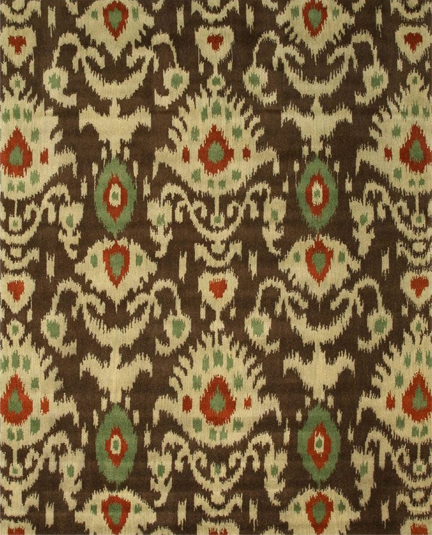 Ikat Elegance Hand-Tufted Brown Wool Rug