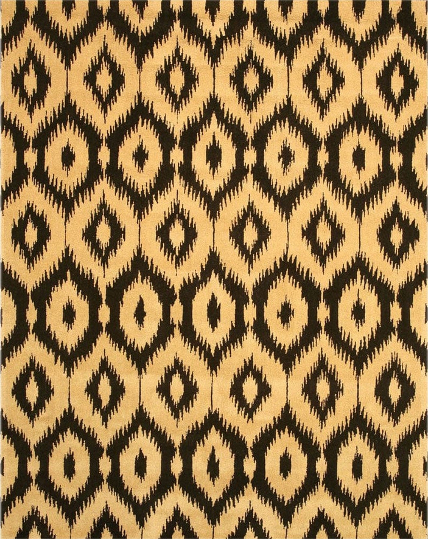 Golden Ikat Hand-Tufted Black Wool Rug