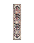 Ella Oriental Navy Hand Knotted Wool Rug, showcasing its intricate navy and ivory patterns, hand-knotted construction, and the warm ambiance it brings to the room.