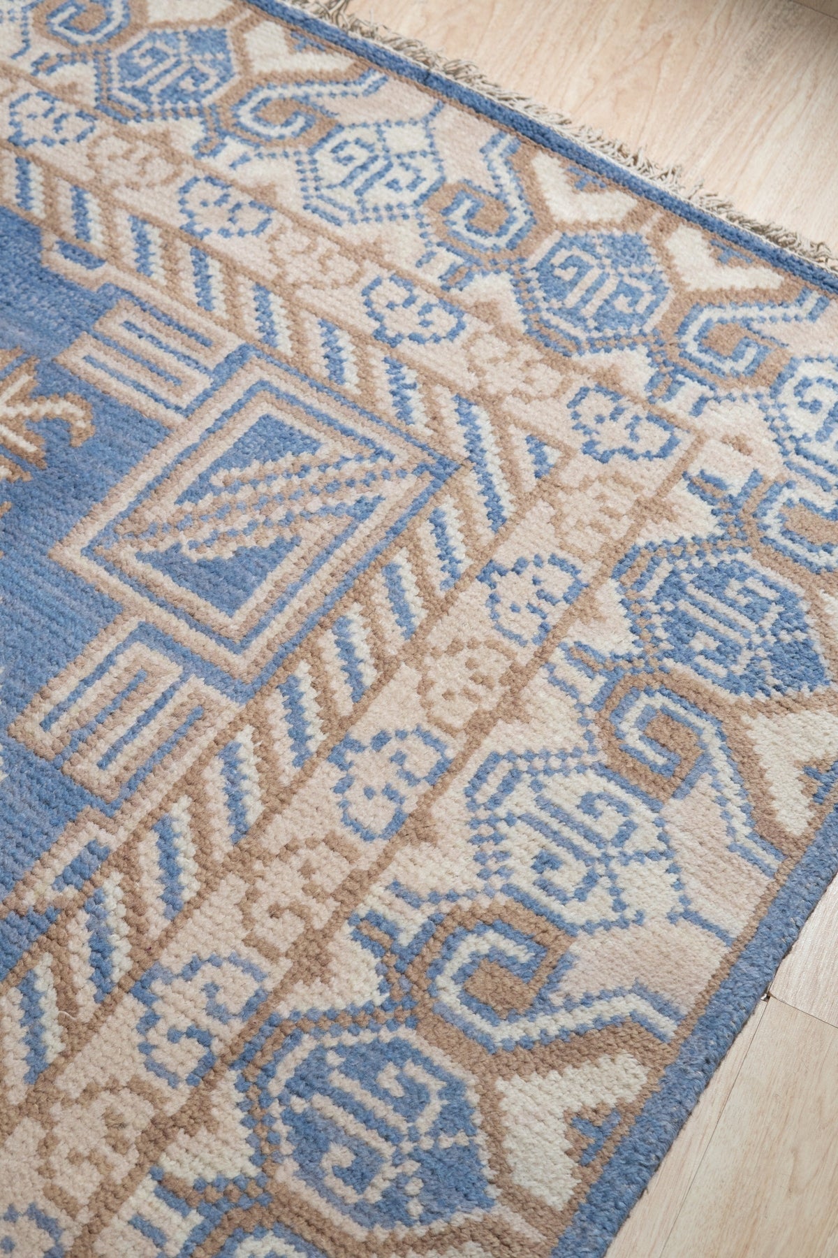 Blue Elegant Khotan Traditional Handmade Wool Masterpiece Rug