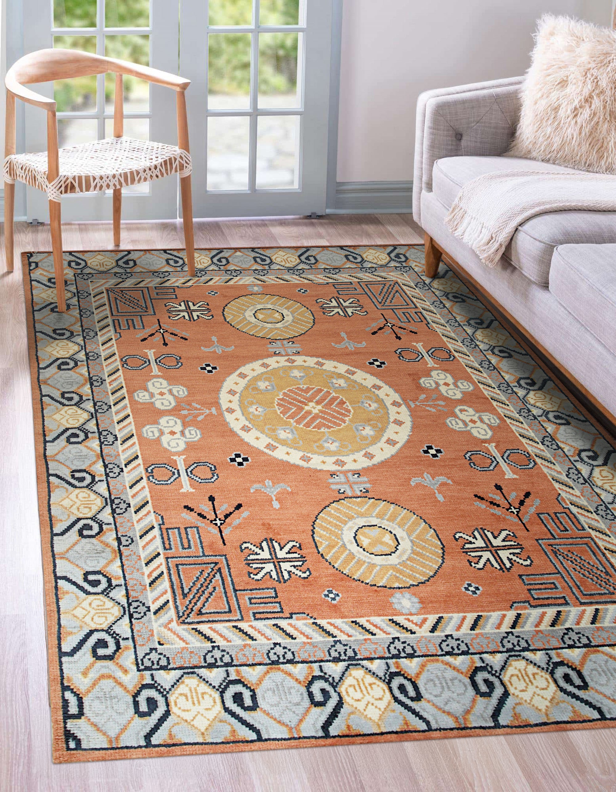 Jade Traditional Rust Hand Knotted Wool Rug