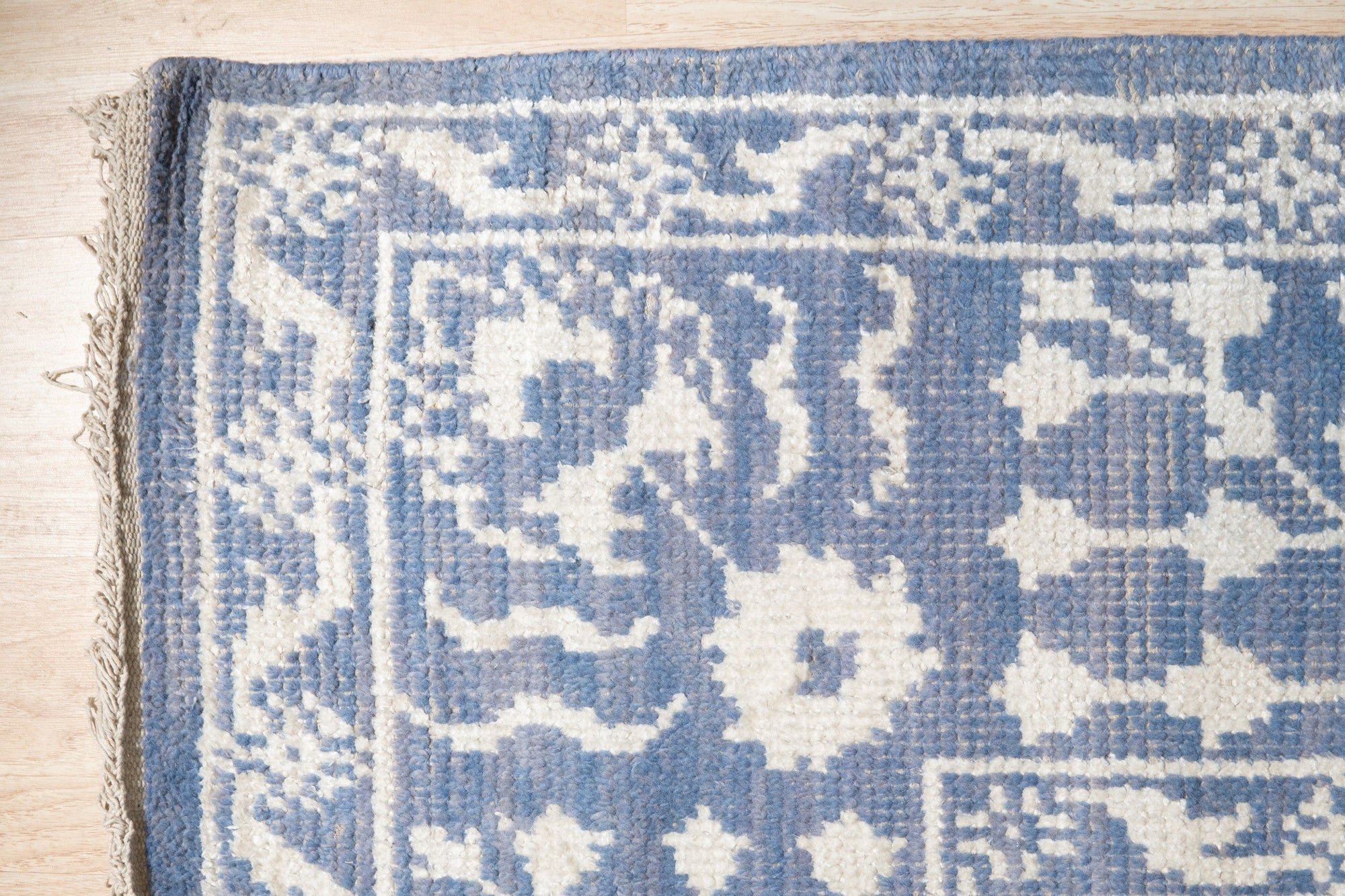 Agra Blue Handmade Wool and Silk Rug