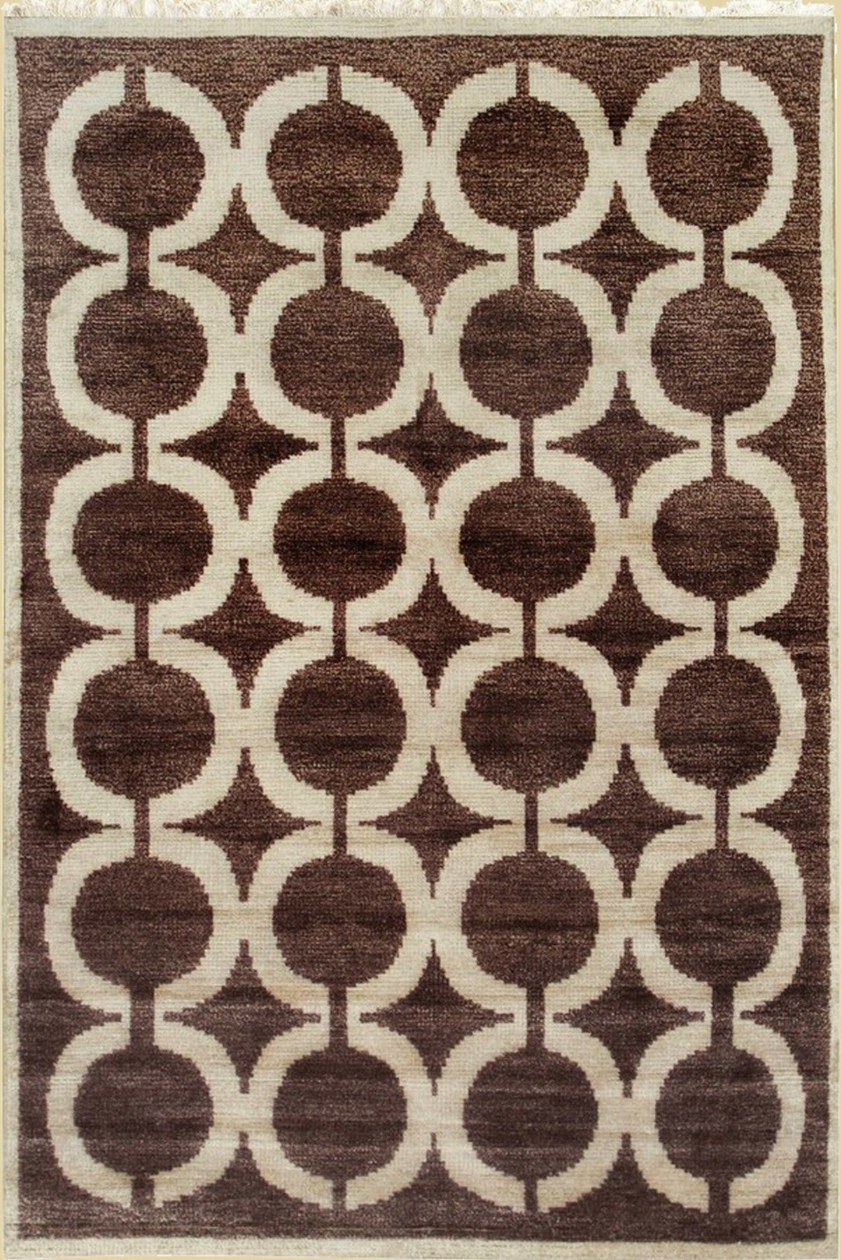 Geometric Symphony Handmade Wool and Silk Rug