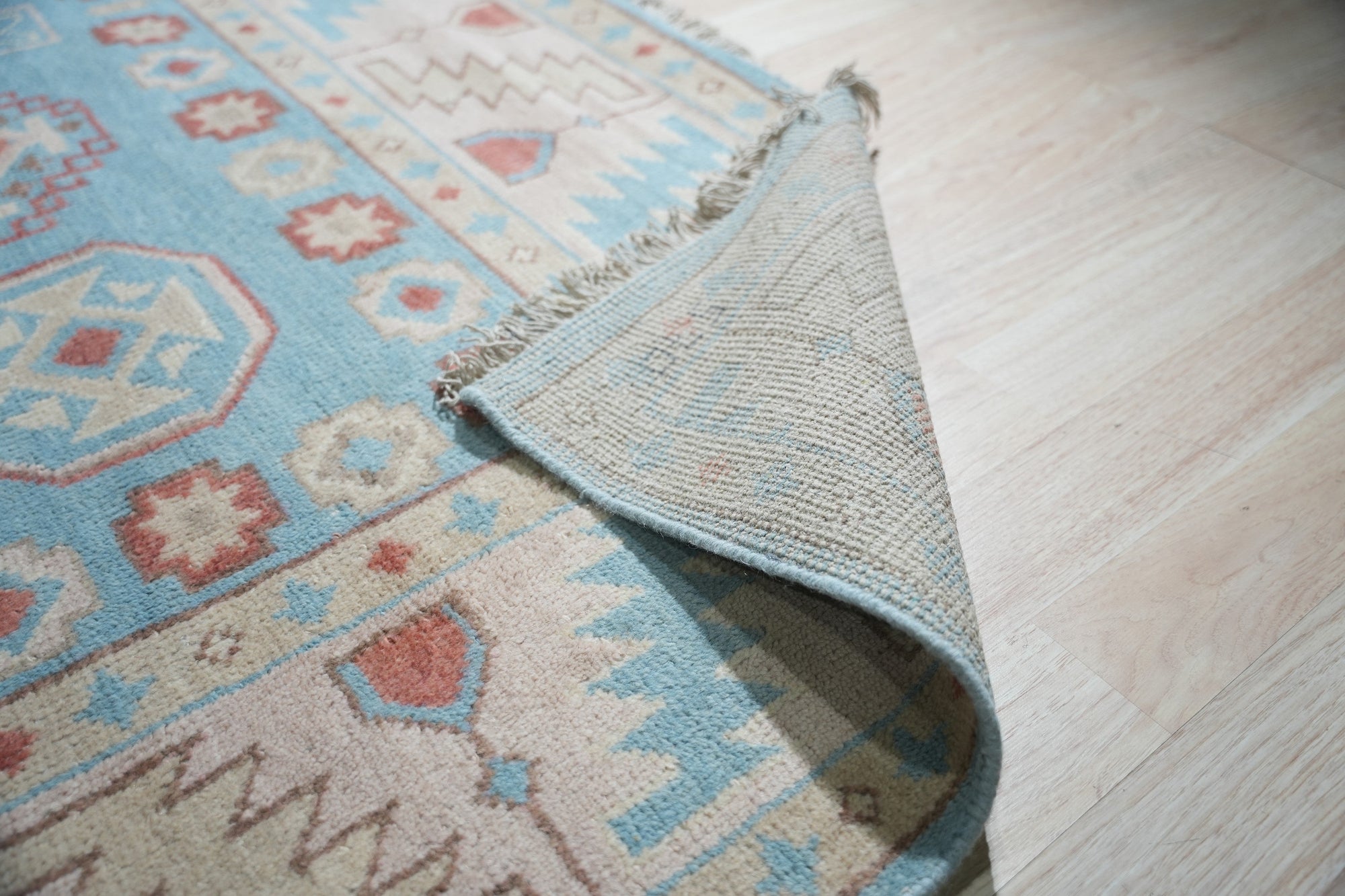 Light Blue Sahara Blue Geometric Rug