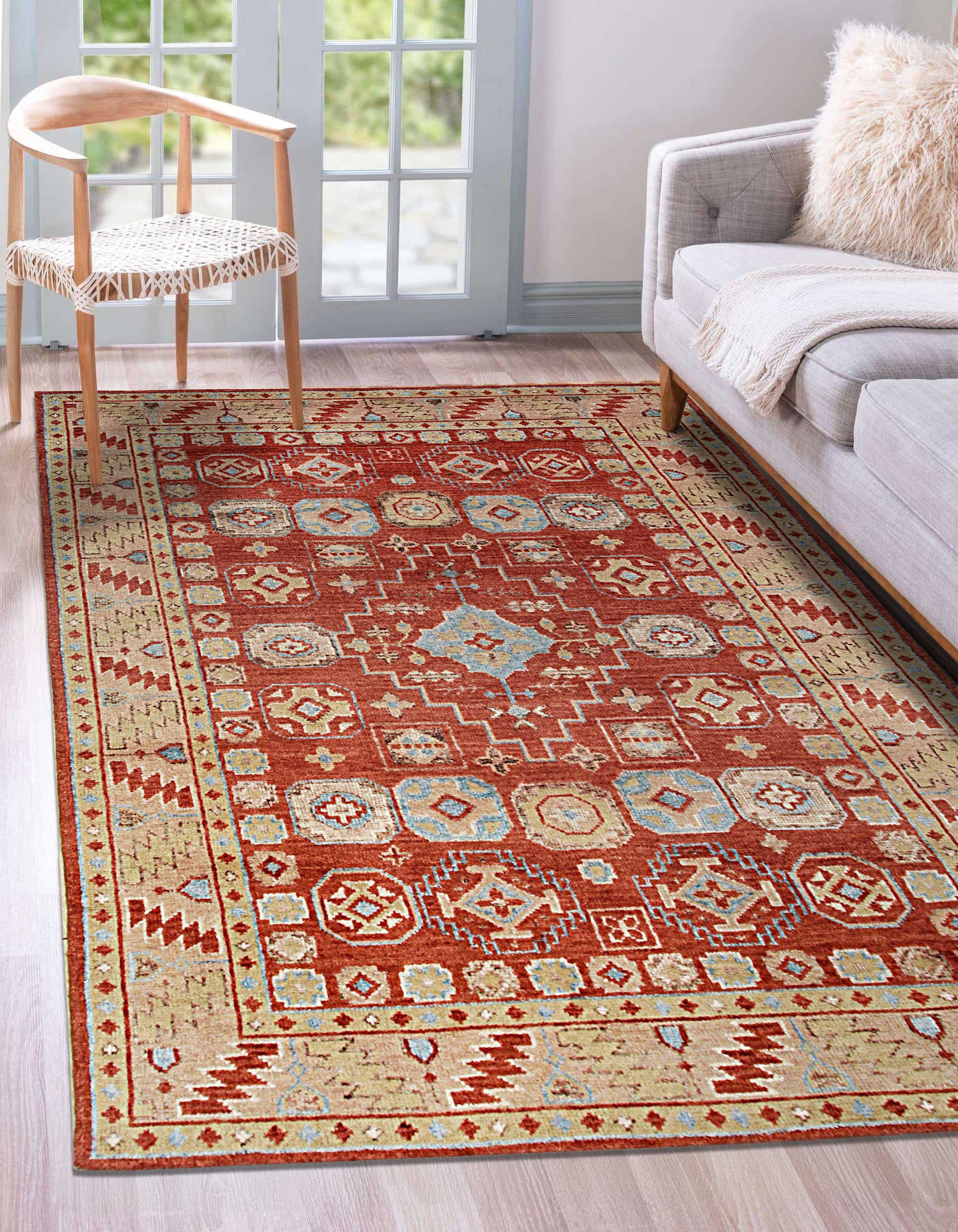 Penelope Traditional Rust Hand Knotted Wool Rug