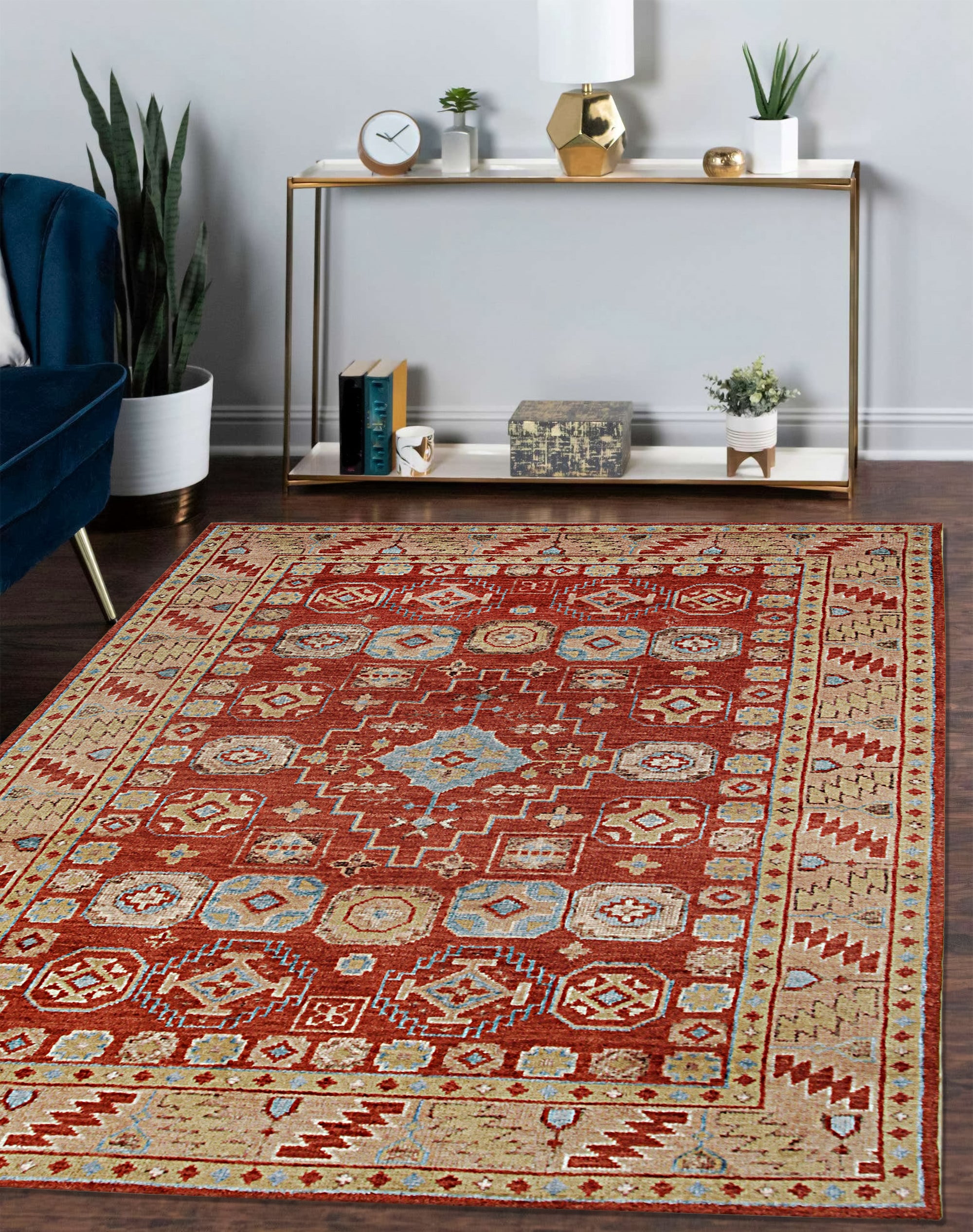 Penelope Traditional Rust Hand Knotted Wool Rug