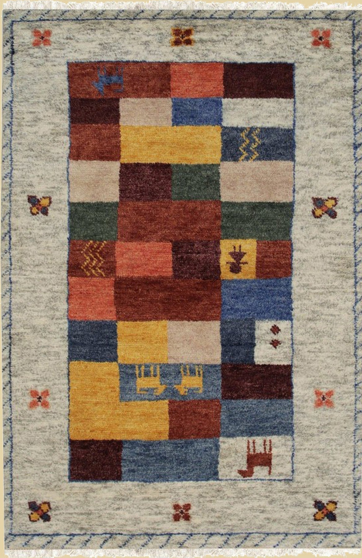 Beige & Multicolor Patchwork Rug - EORC Home