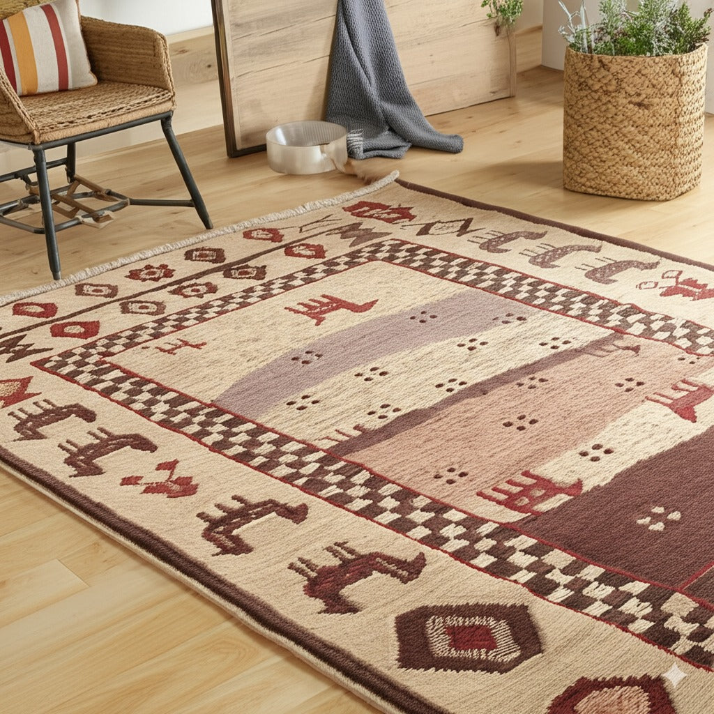 Sahara Beige Animal Motif Rug - additional view