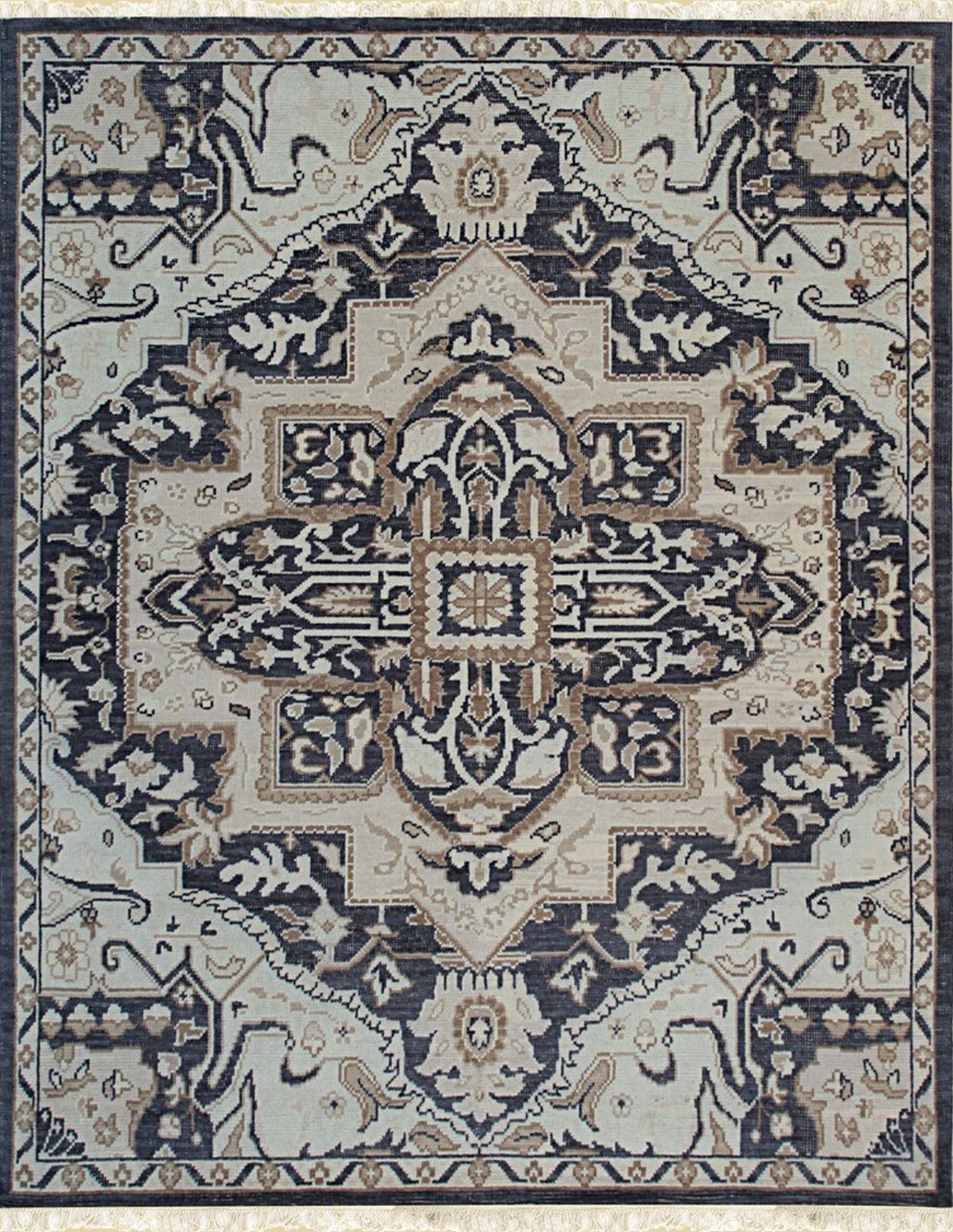 Charcoal Classic Floral Elegance Wool Rug