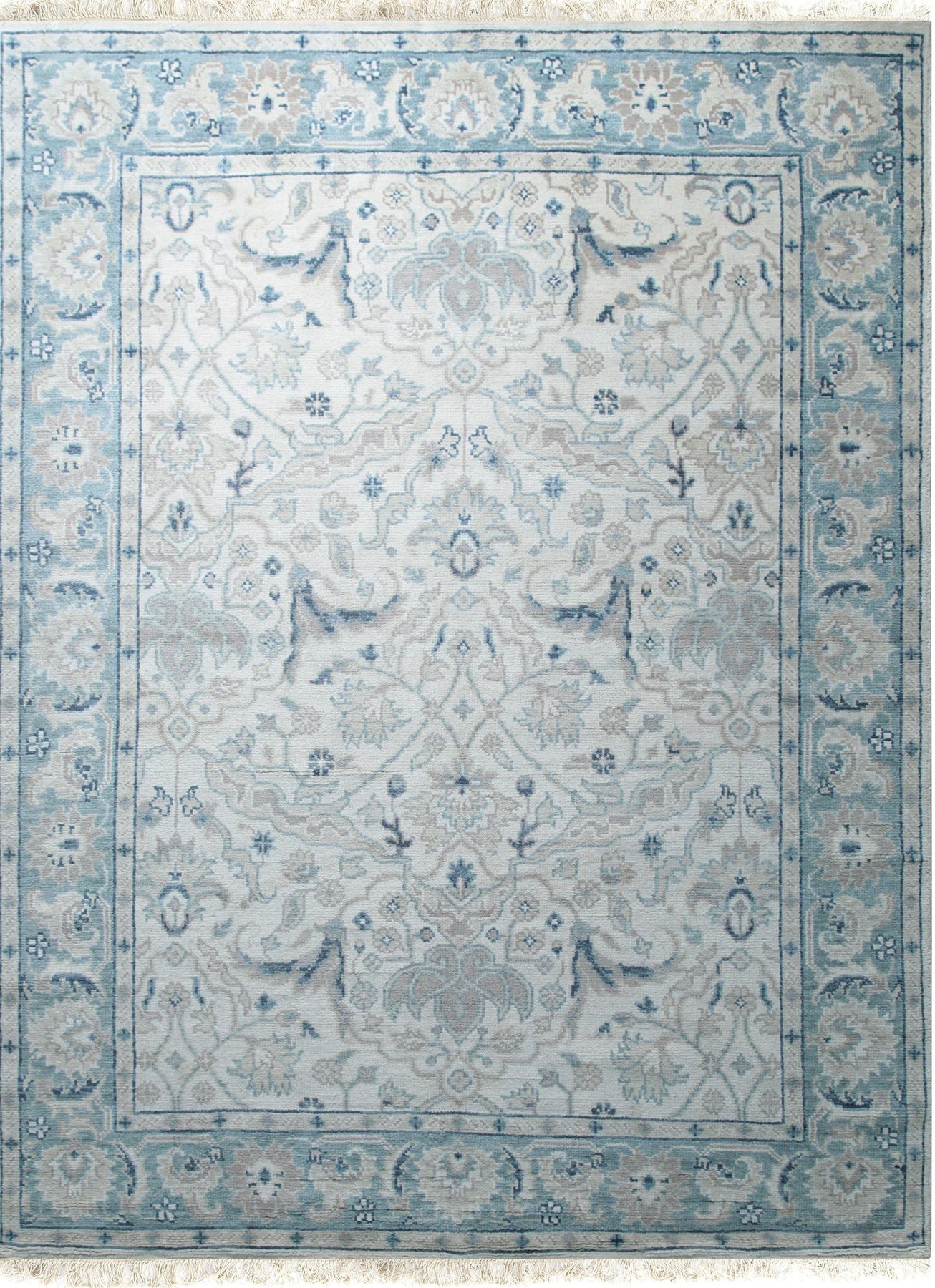 Elegant Ivory & Sapphire Traditional Ornate Rug