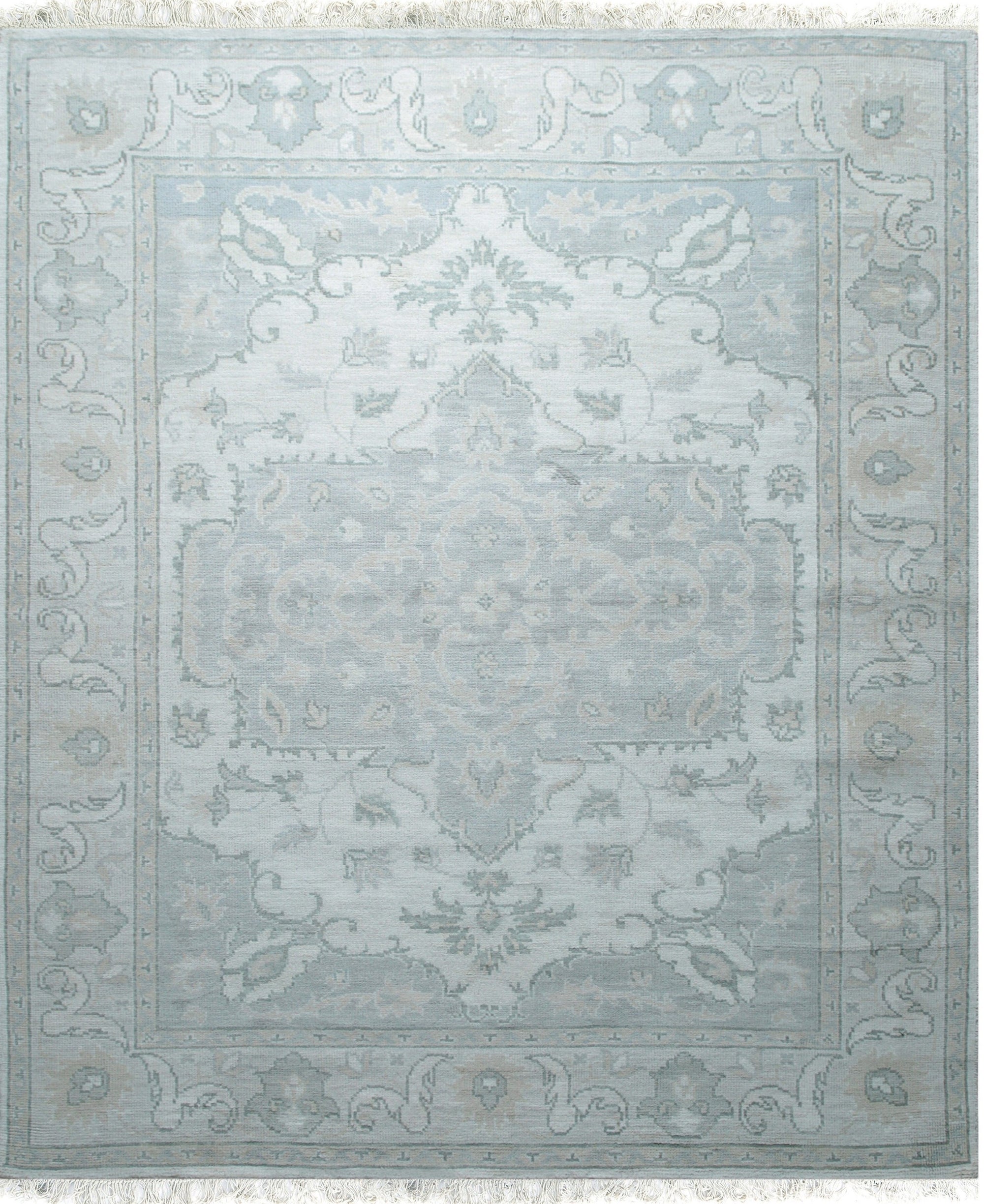 Light Blue &amp; Ivory Floral Grace Area Rug