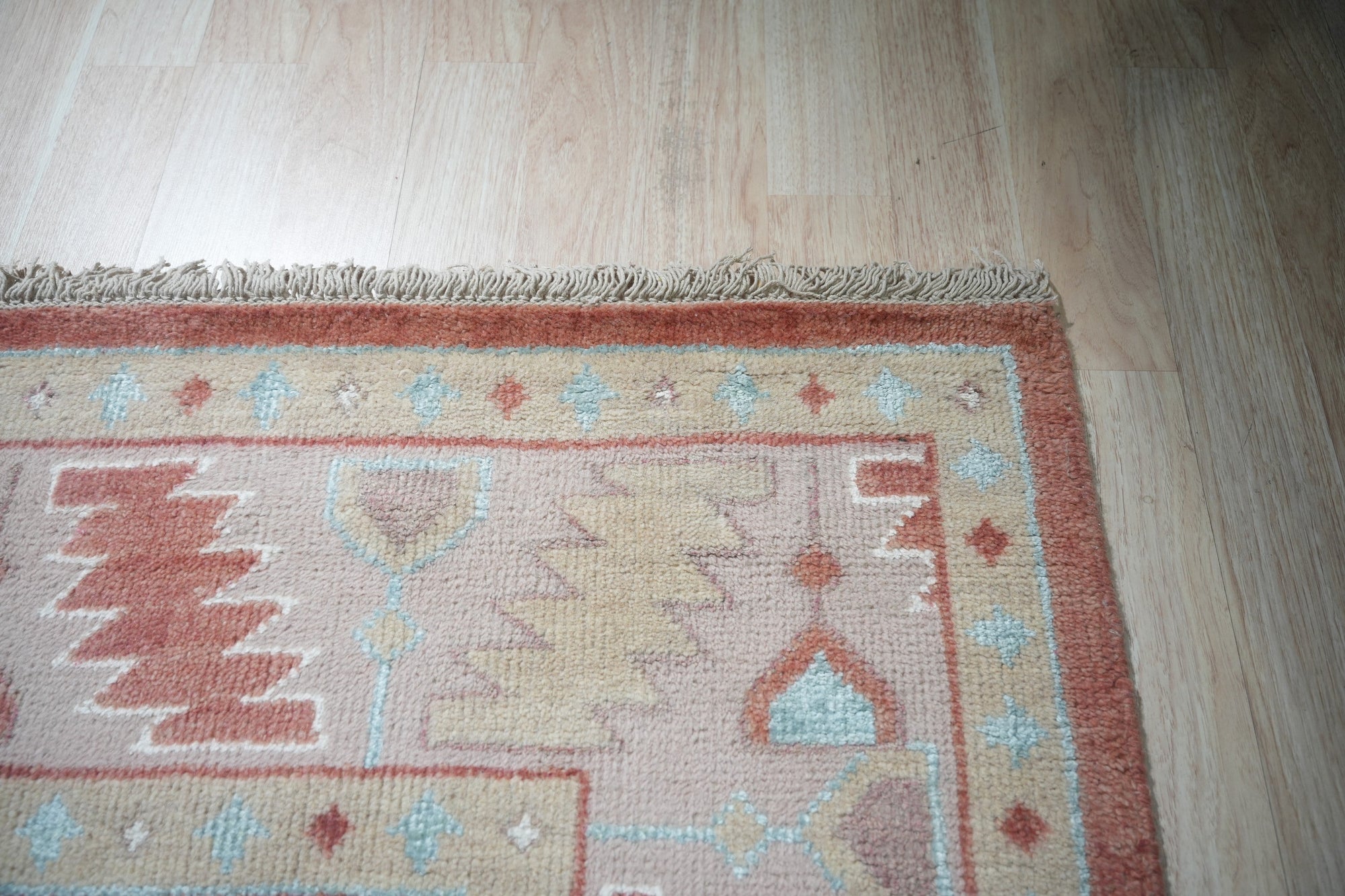 Artisanal Rust Geometric Traditional Handmade Wool Rug