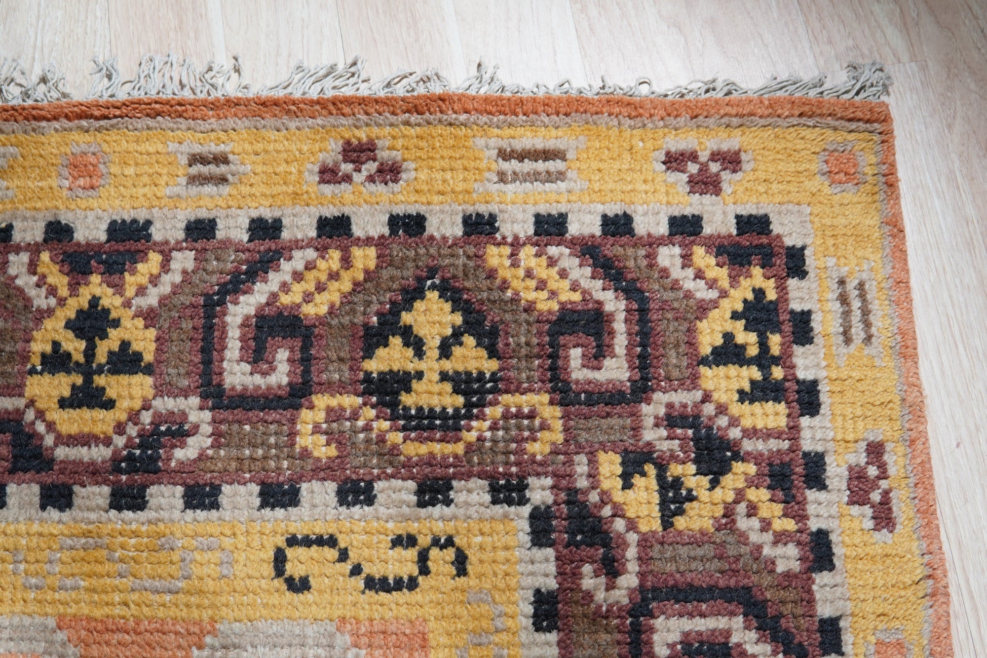 Rust Vibrant Handmade Wool Oriental Kotan Rug