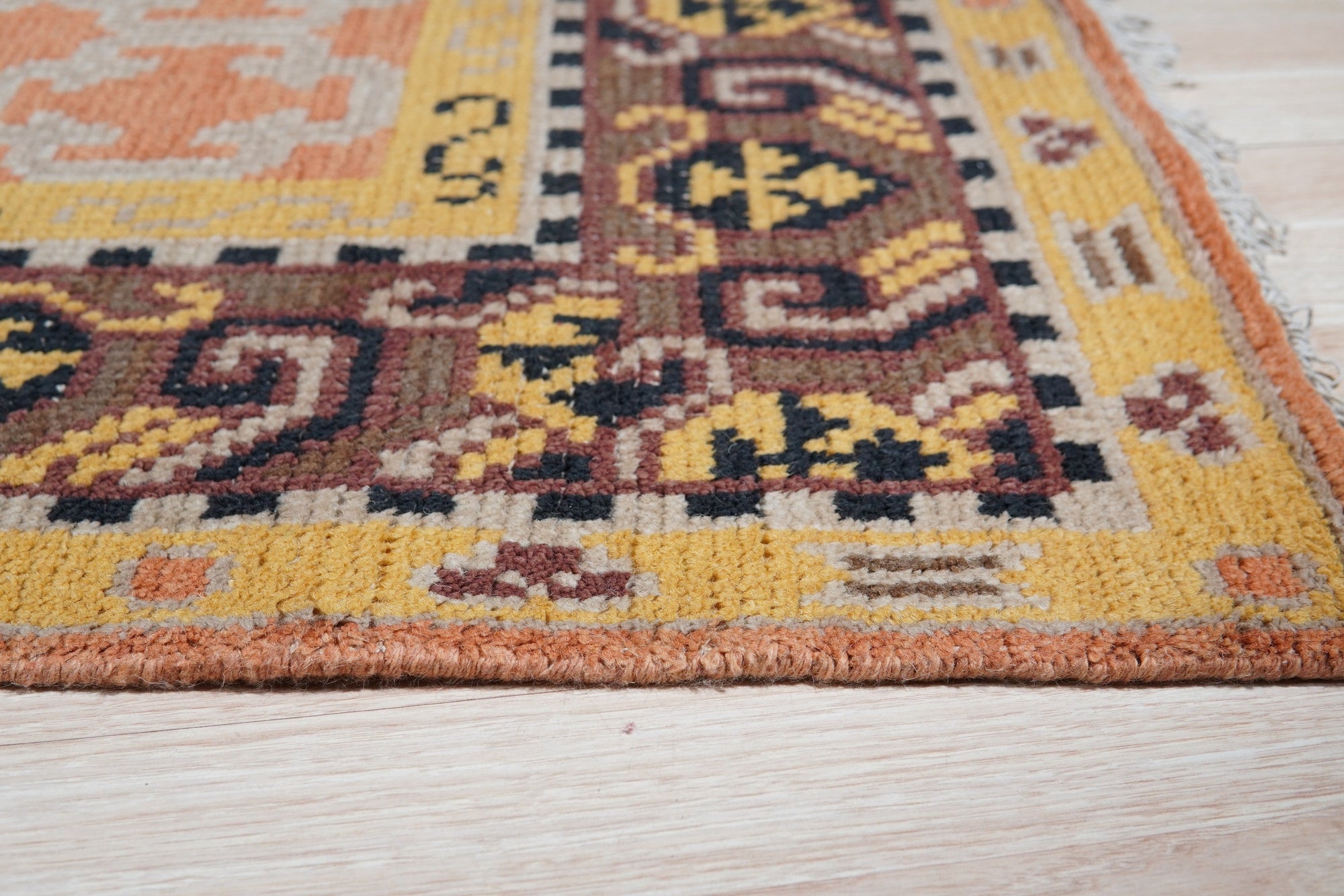 Rust Vibrant Handmade Wool Oriental Kotan Rug