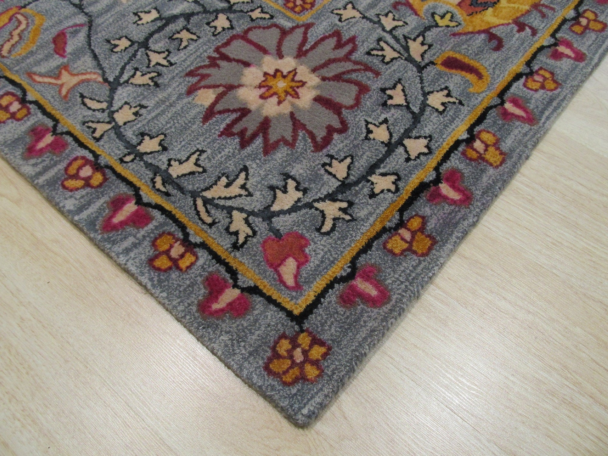 Blue Floral Paisley Hand-Tufted Wool Rug