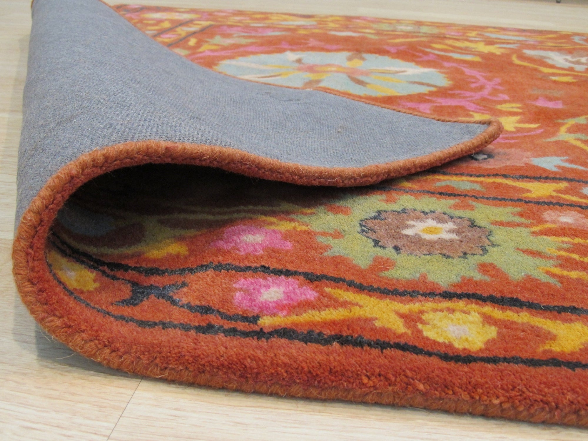 Rust Floral Suzani Hand-Tufted Wool Rug