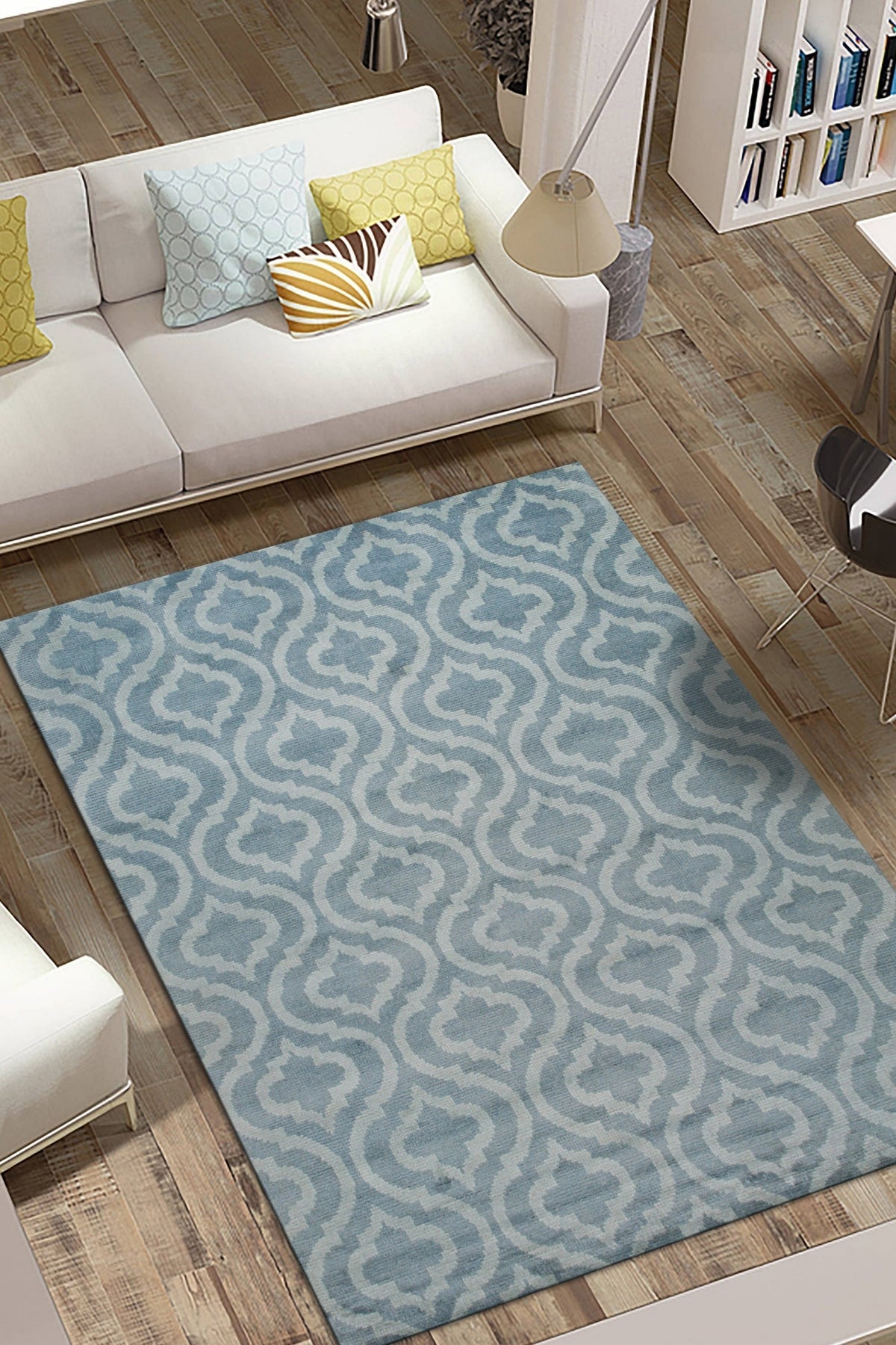 Aqua Majestic Moroccan Hand-Knotted Wool Rug