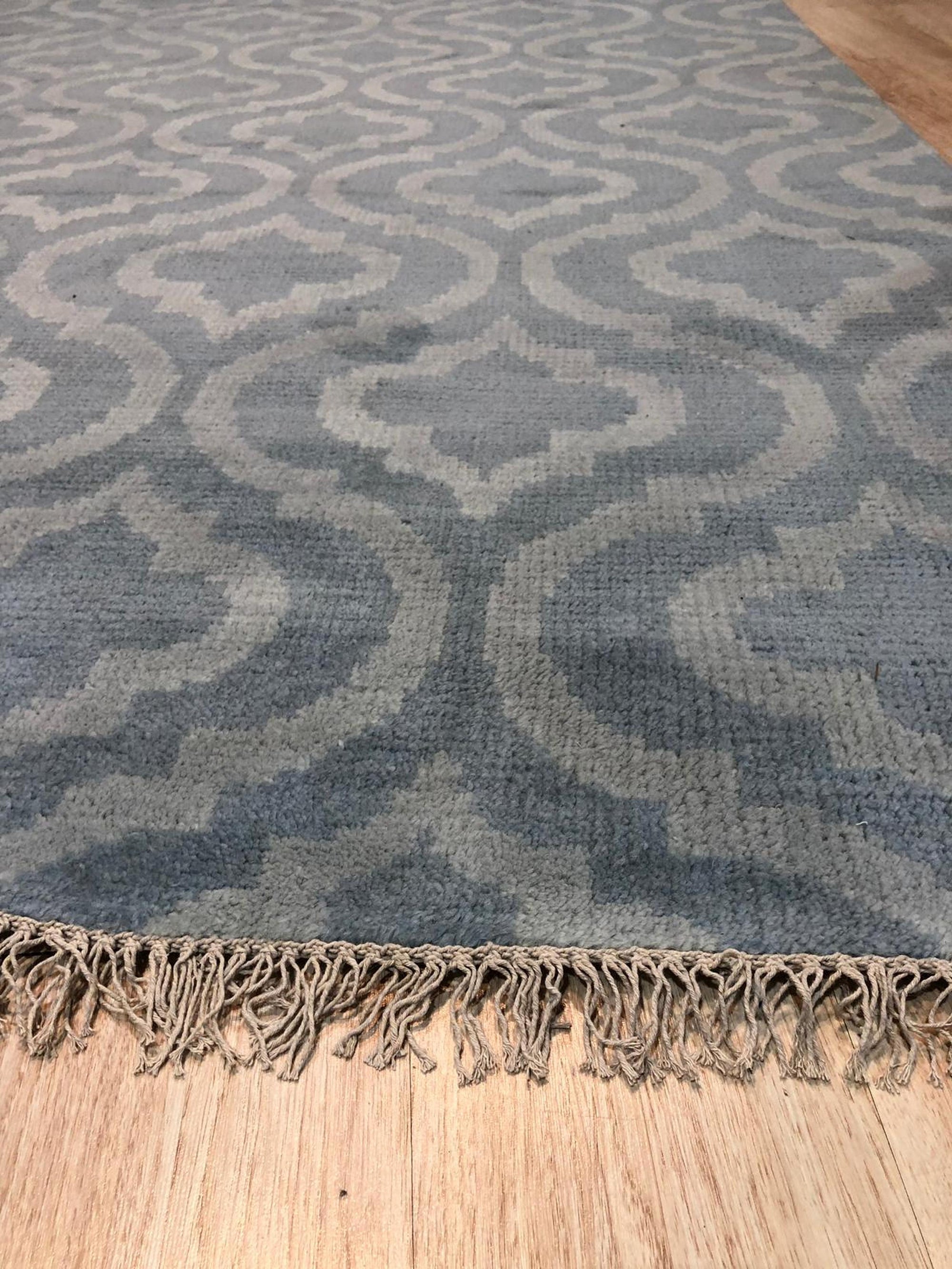 Louie Moroccan Aqua Hand Knotted Wool Rug