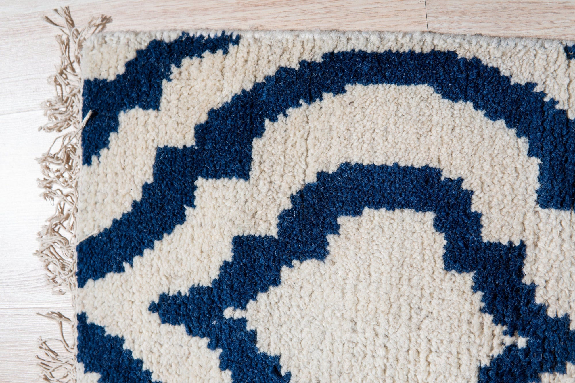 Navy Majestic Moroccan Hand-Knotted Wool Rug