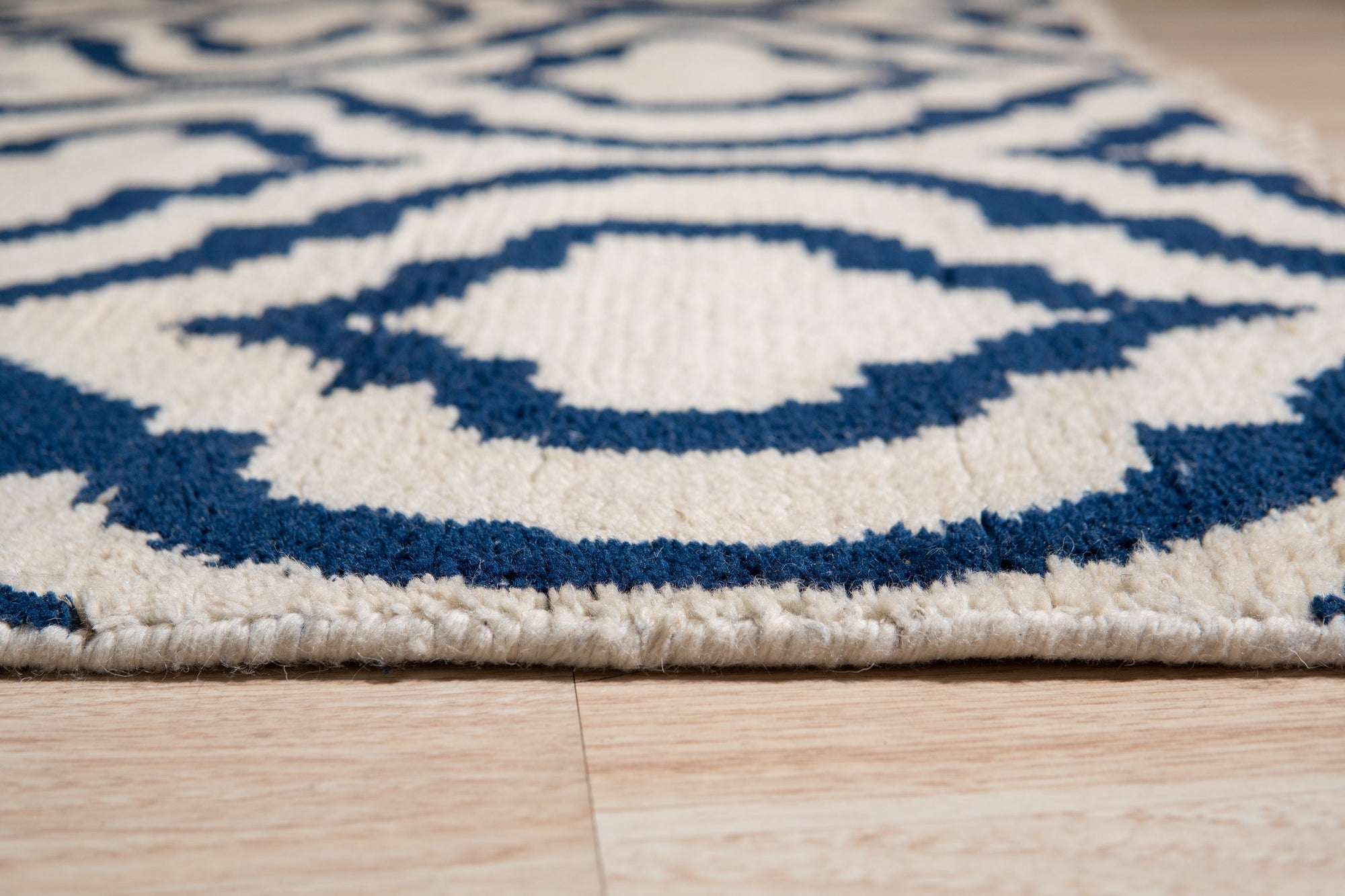 Navy Majestic Moroccan Hand-Knotted Wool Rug