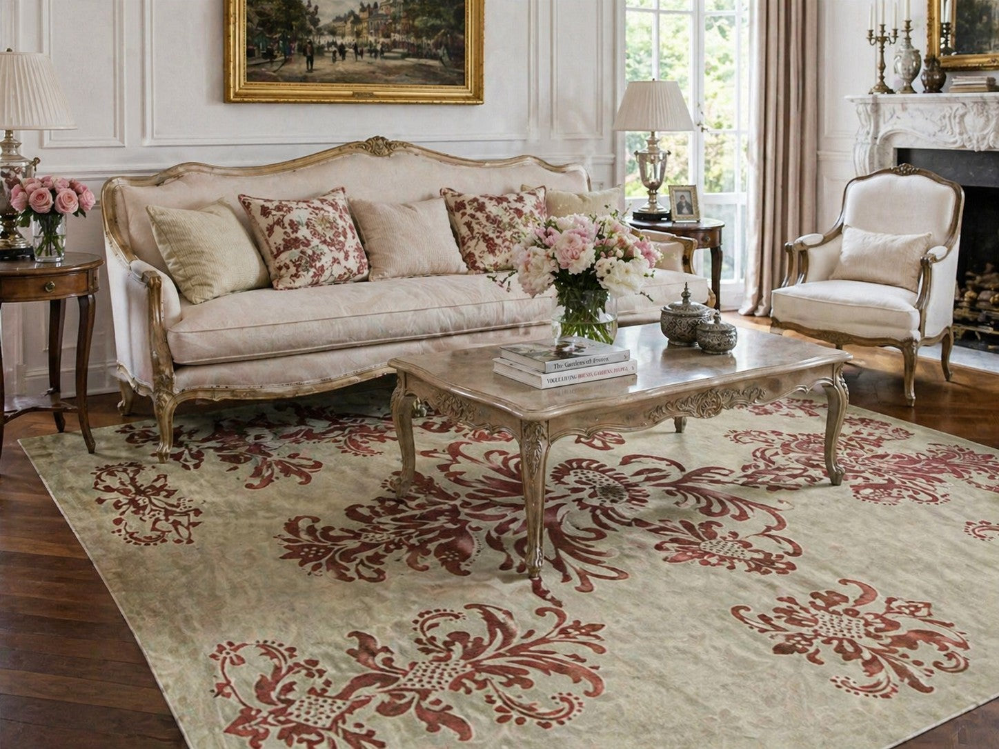 Lila Inviting Blue Hand Tufted Wool &amp; Viscose Rug styled in a modern living room - area rug lifestyle photo