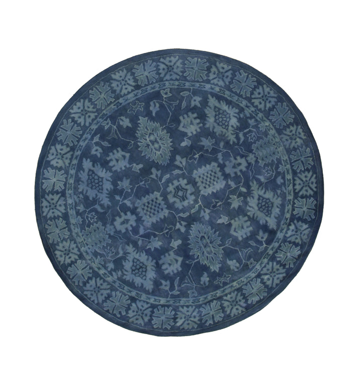 Hand-Tufted Wool Blue Traditional Oriental Overdyed Rug