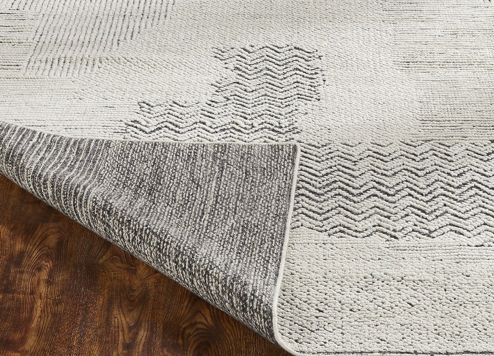 Winter Ivory Hand-Knotted Geometric Wool Rug