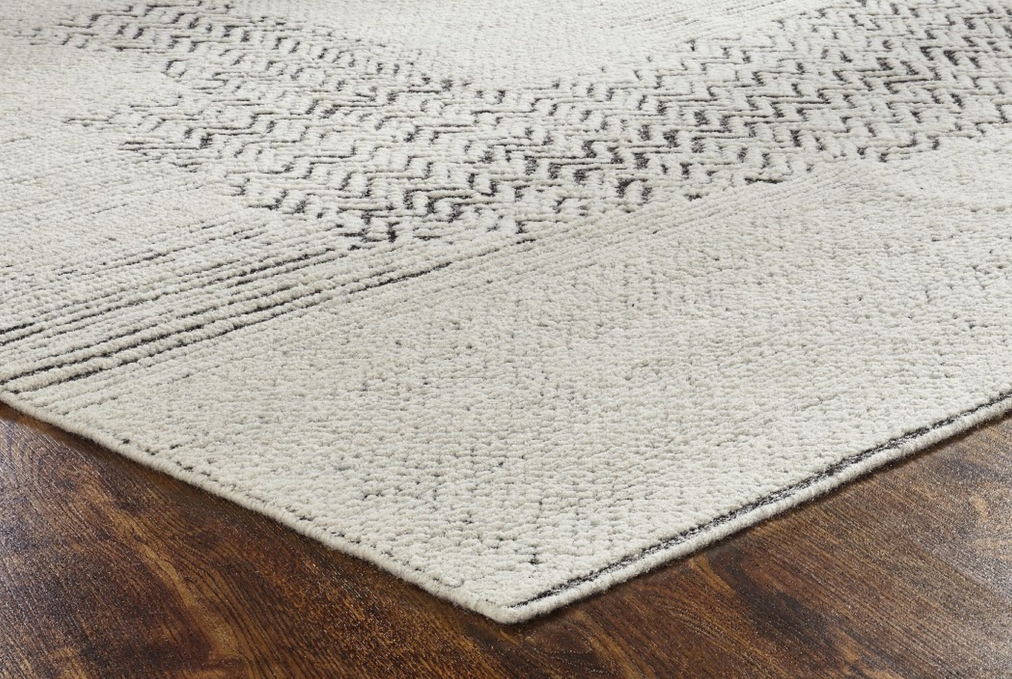 Winter Ivory Hand-Knotted Geometric Wool Rug