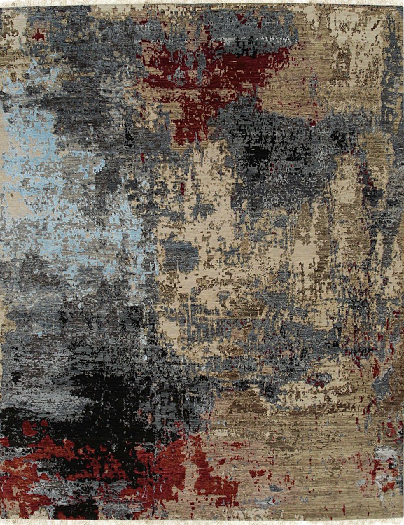 Beige Nova Hand-Knotted Abstract Wool Rug