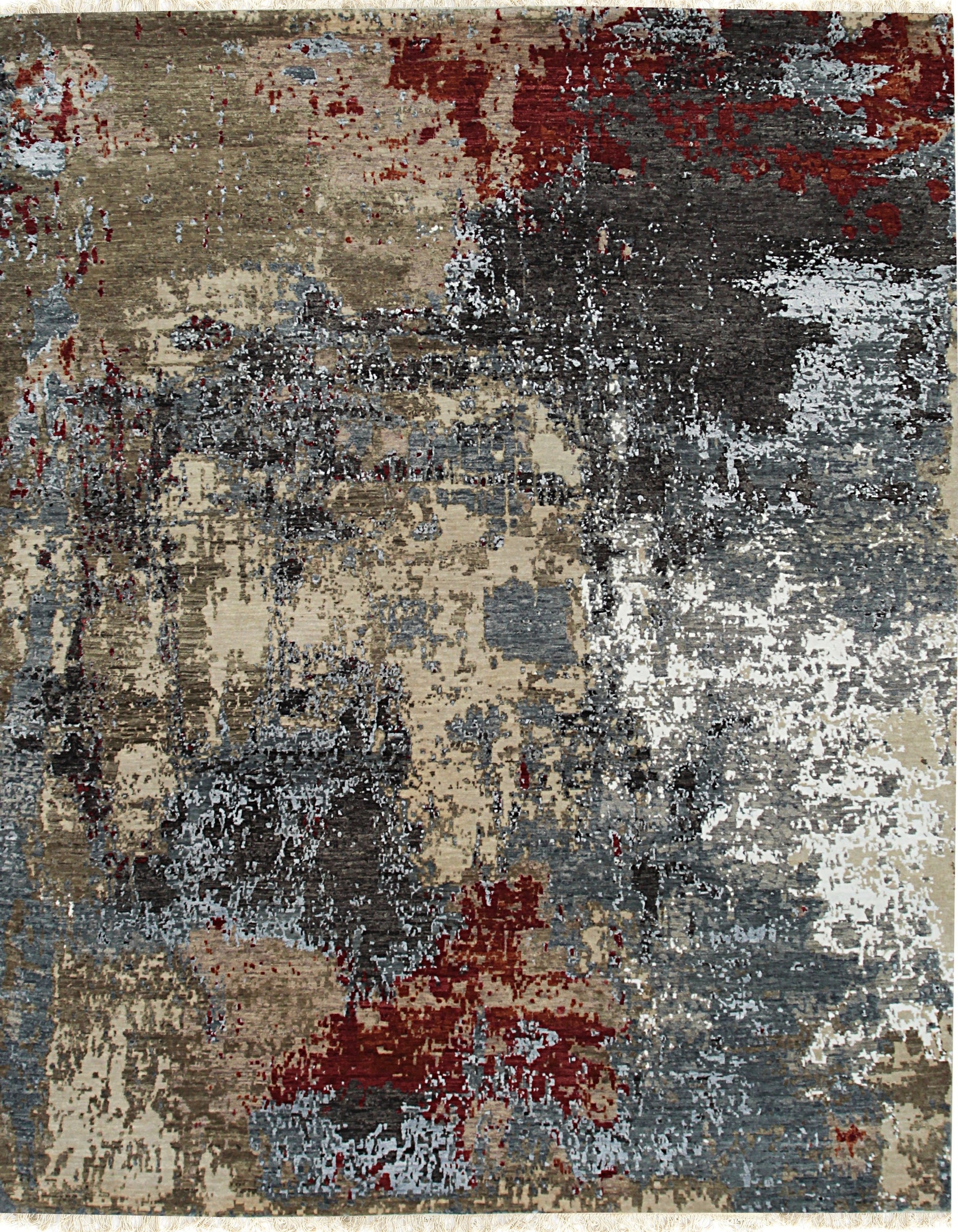 Gray Nova Hand-Knotted Abstract Wool Rug