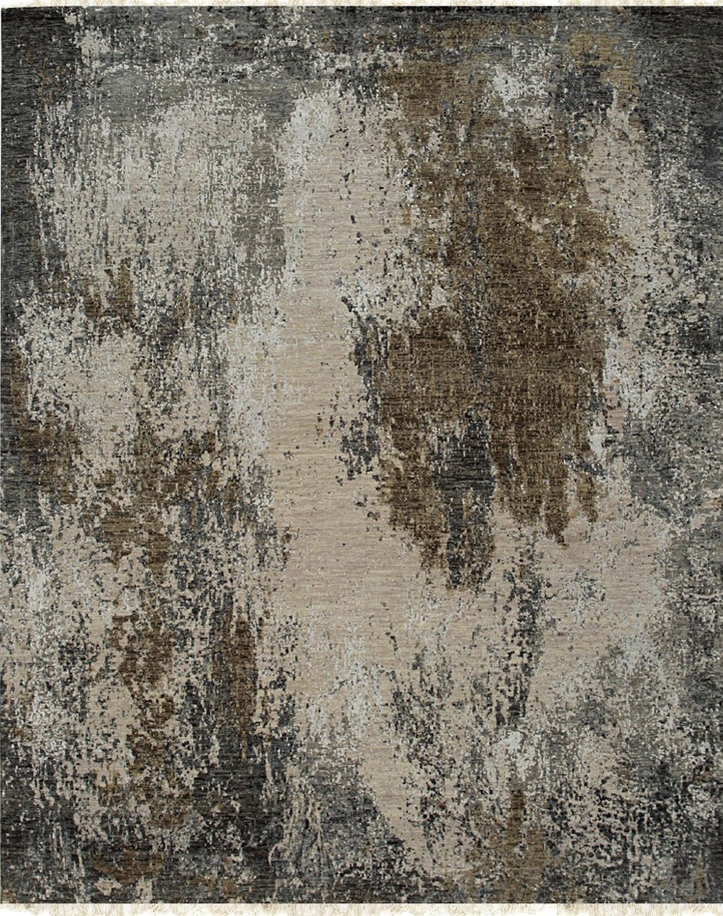 Isolated view showcasing the Xena Chloe Gray Hand Knotted Wool Rug, highlighting its intricate design.