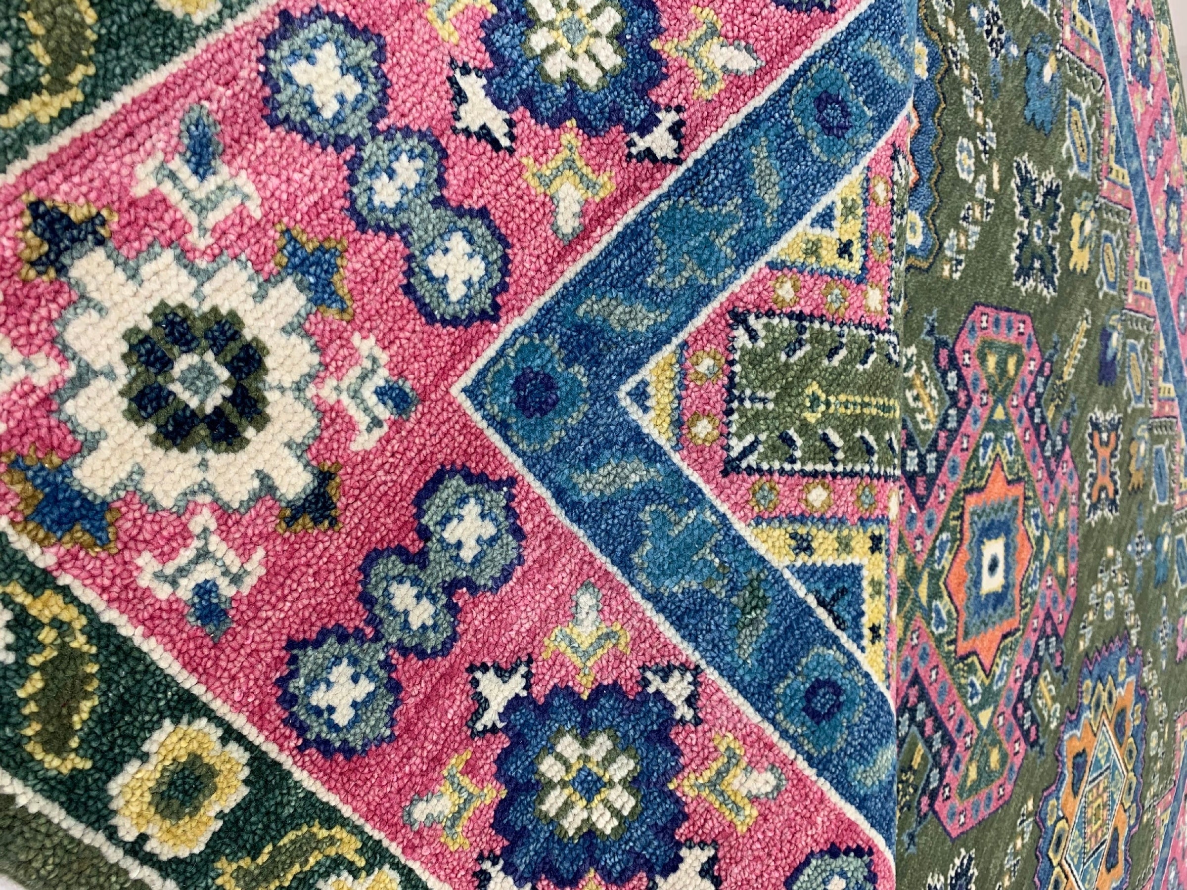 Penelope Kazak Green Hand Knotted Wool Rug | Eastern Oriental Rugs