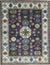 Isolated view of Cassandra Kazak Purple Hand Knotted Wool Rug, showcasing its intricate geometric design and rich, saturated hues.