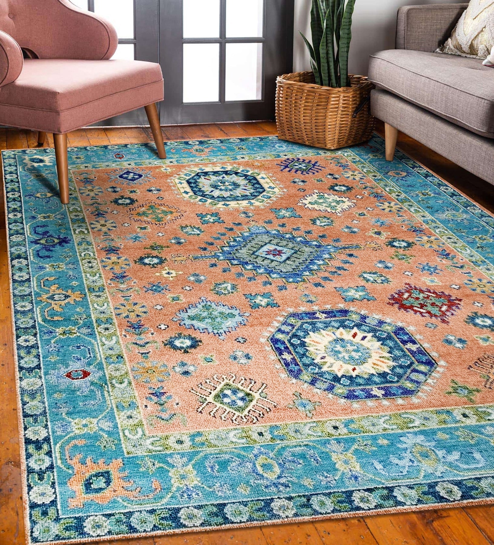 Ava Kazak Rust Hand Knotted Wool Rug | Eastern Oriental Rugs