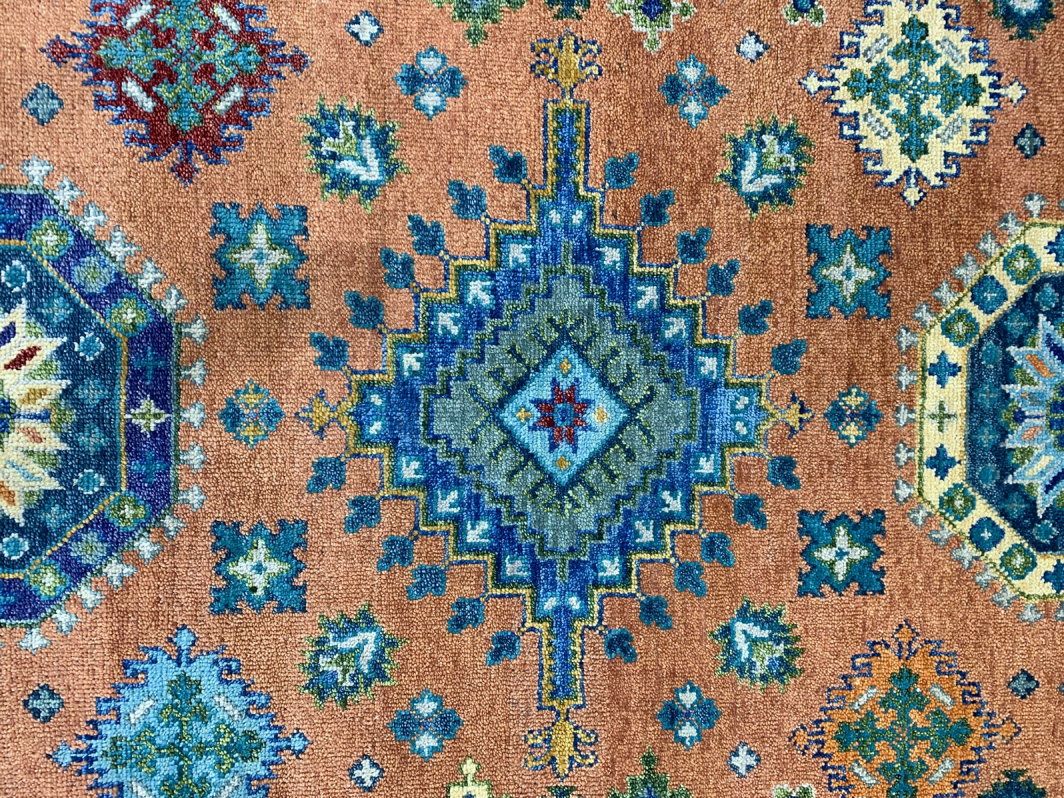 Ava Kazak Rust Hand Knotted Wool Rug | Eastern Oriental Rugs