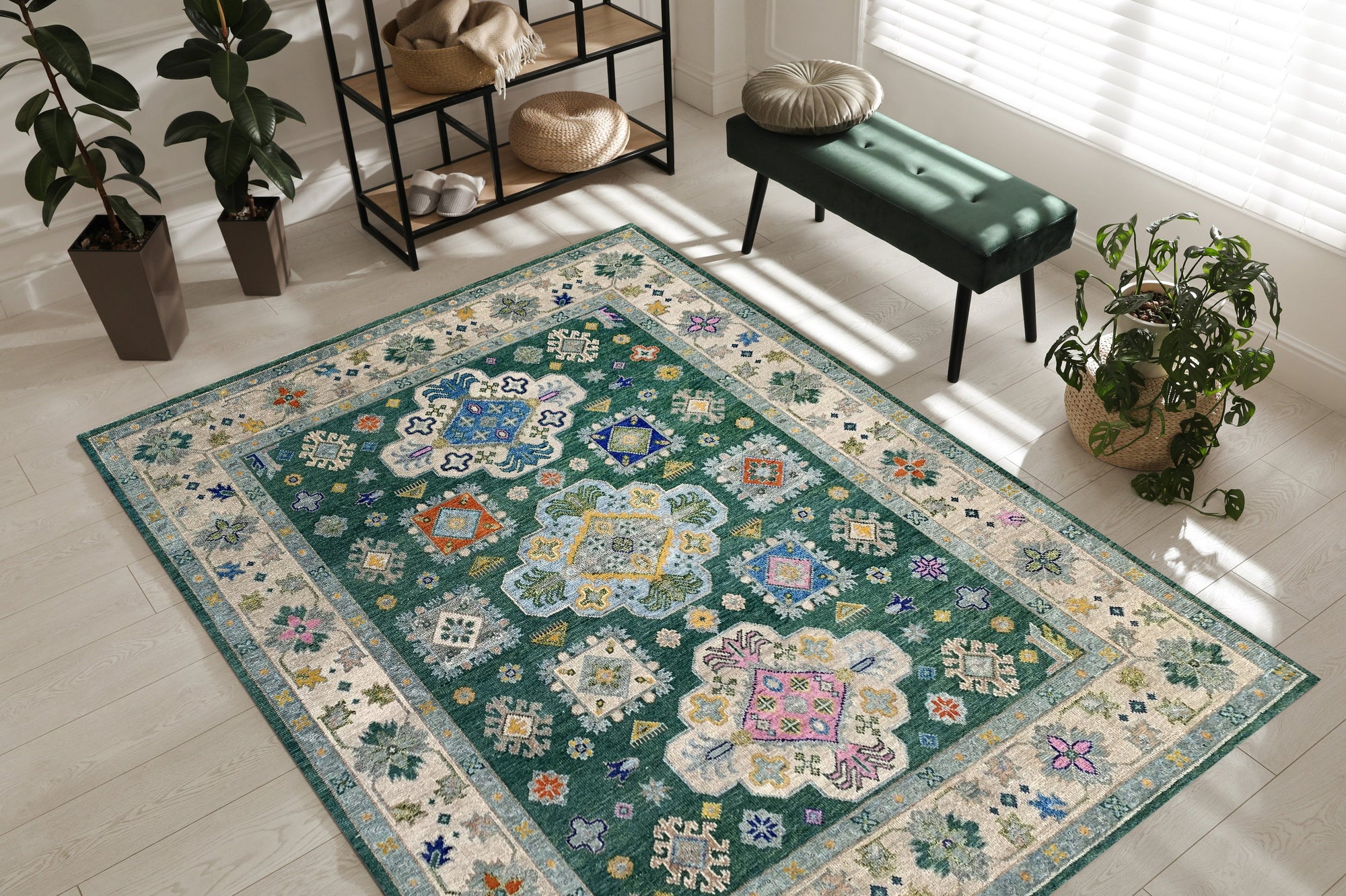 Emerald Symphony Kazak Rug