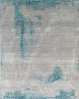 Isolated view of Stylish Sumptuous Aqua Hand Knotted Wool Rug, showcasing its design.