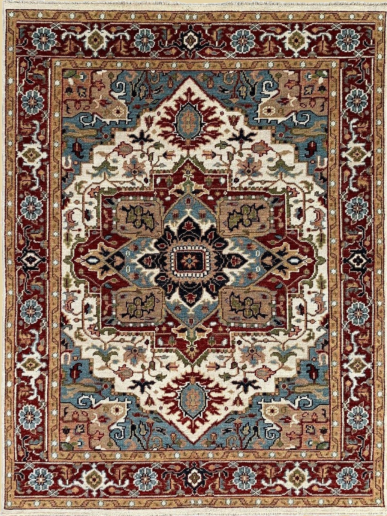 Isolated view of Versatile Oriental Ivory Hand Knotted Wool Rug, showcasing its intricate, floral-inspired design.