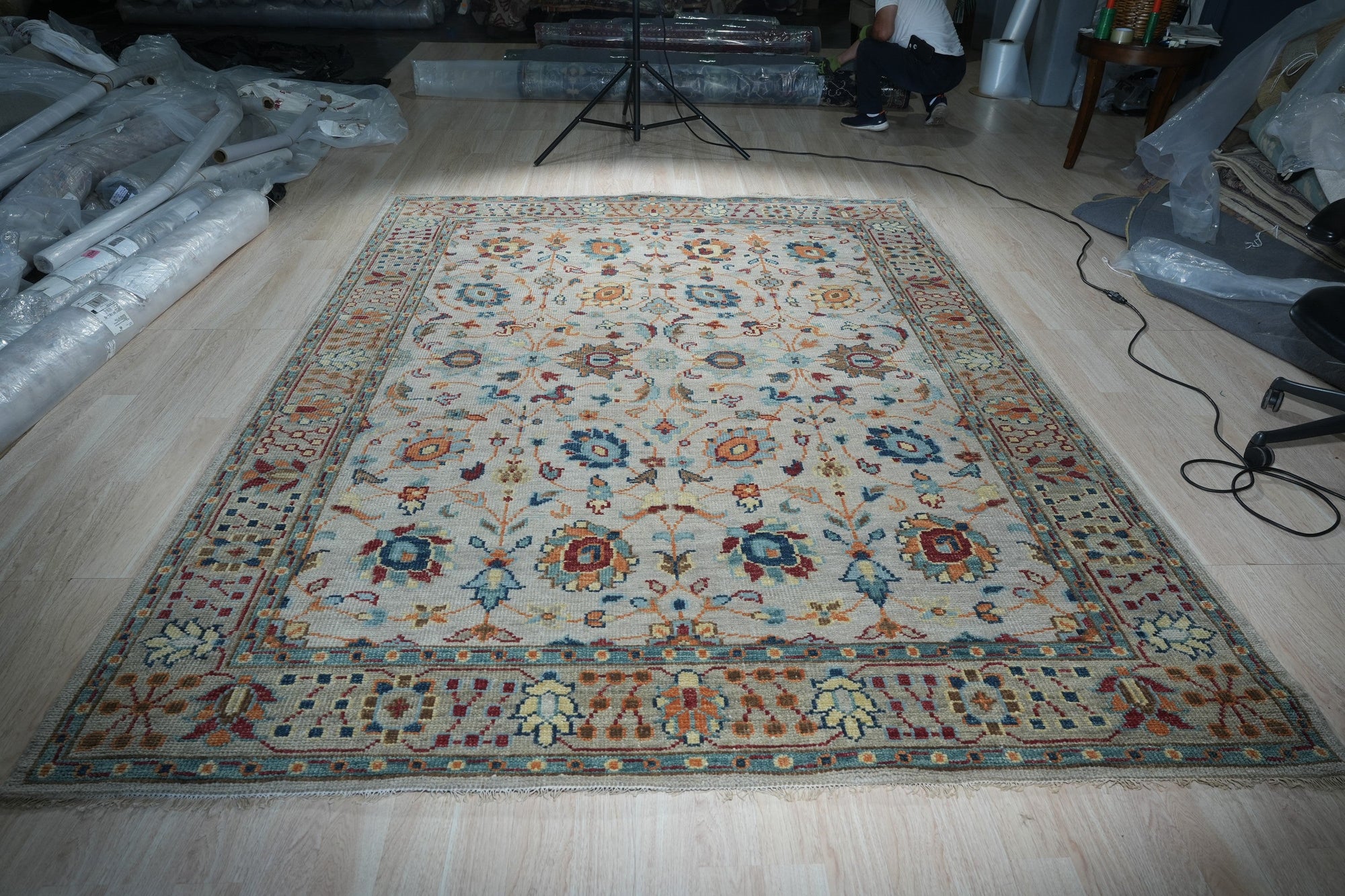 Beige &amp; Blue Oushak Rug